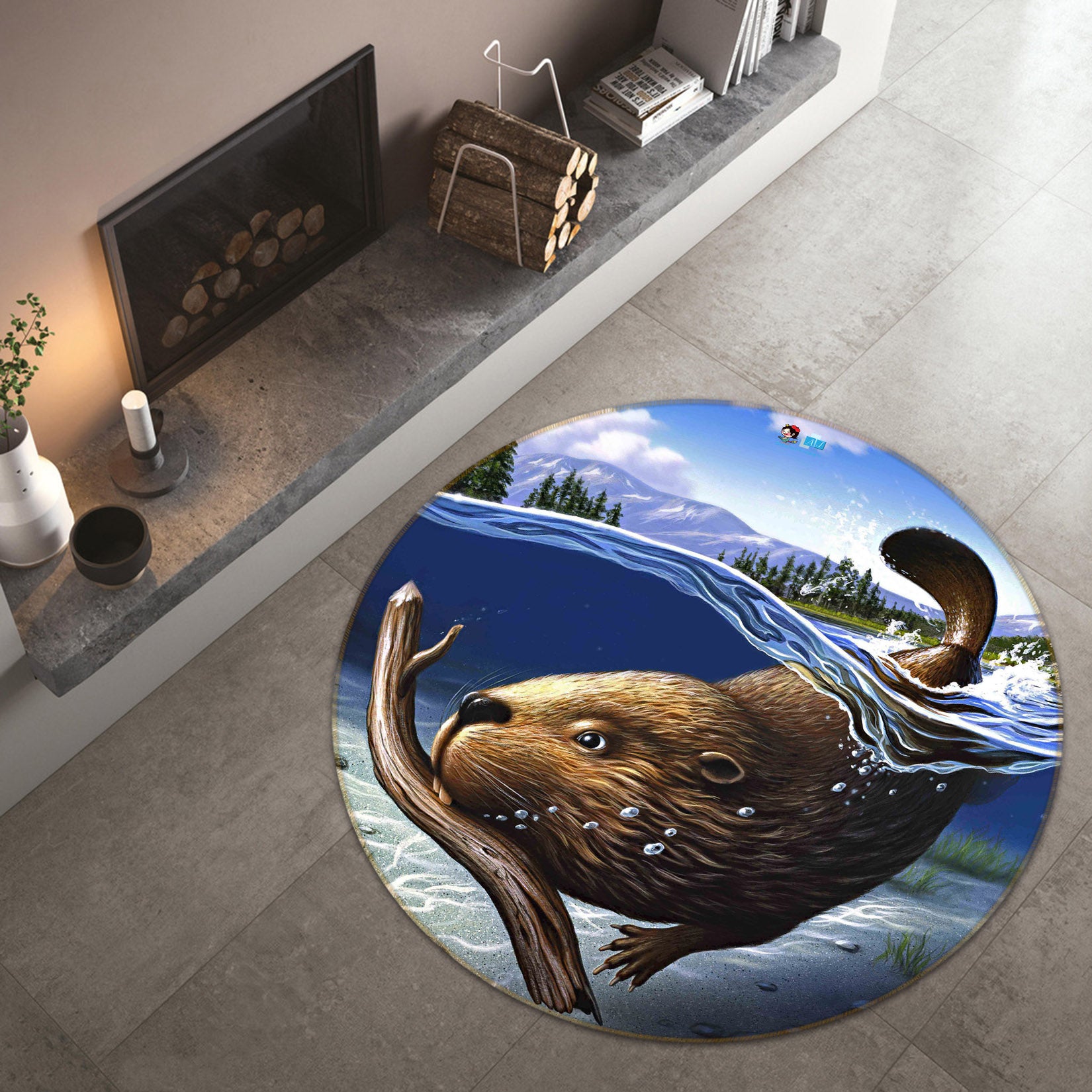 3D Busy Beaver 85104 Jerry LoFaro Rug Round Non Slip Rug Mat