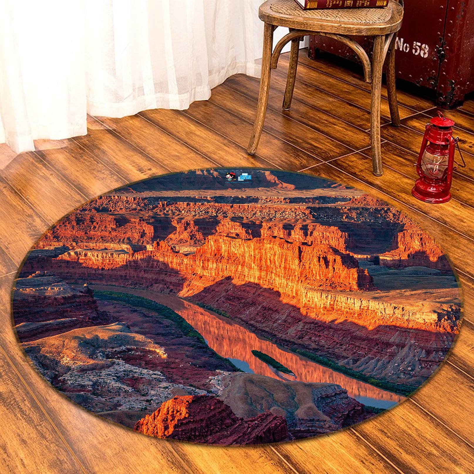 3D Mountain River 5015 Beth Sheridan Rug Round Non Slip Rug Mat