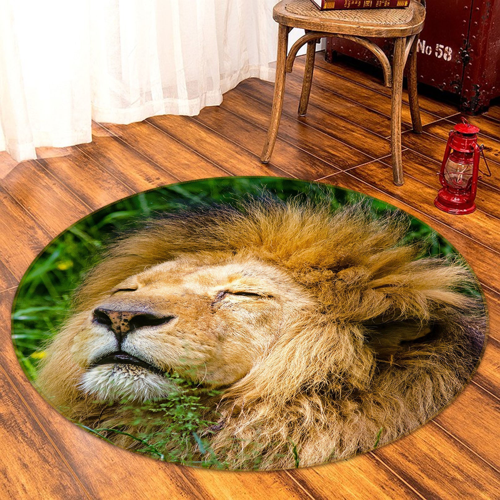 3D Lion 81264 Animal Round Non Slip Rug Mat