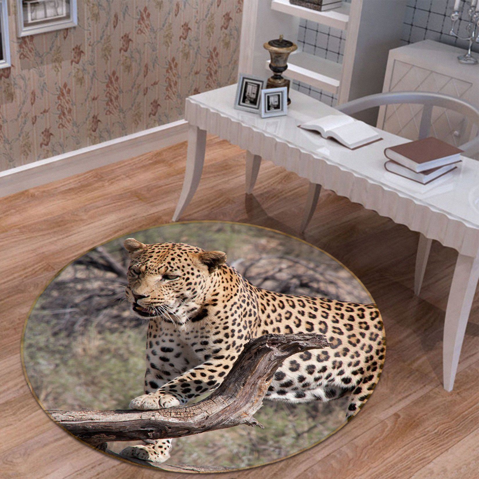 3D South African Leopard 093 Animal Round Non Slip Rug Mat Mat AJ Creativity Home 