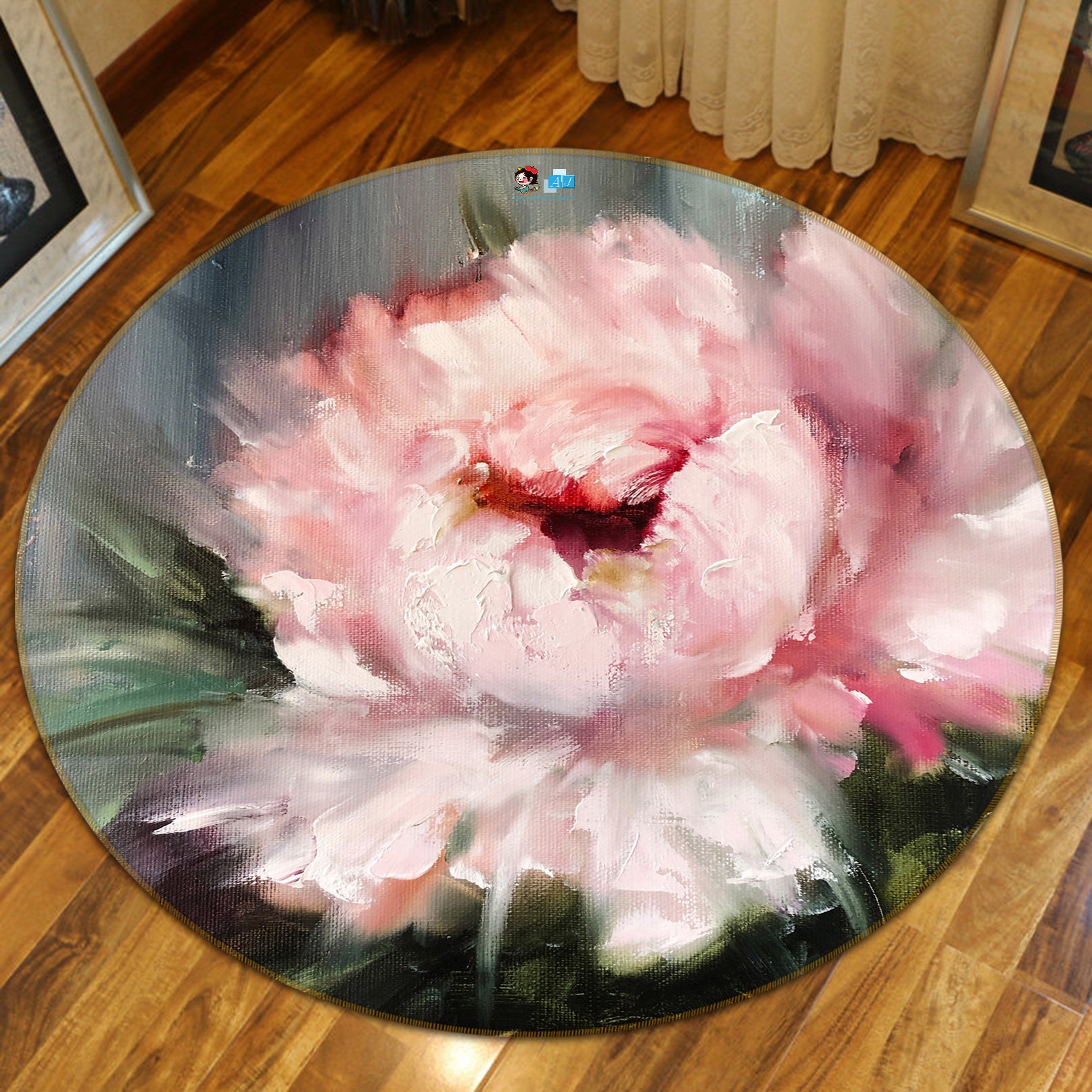 3D Pink Flower 898 Skromova Marina Rug Round Non Slip Rug Mat