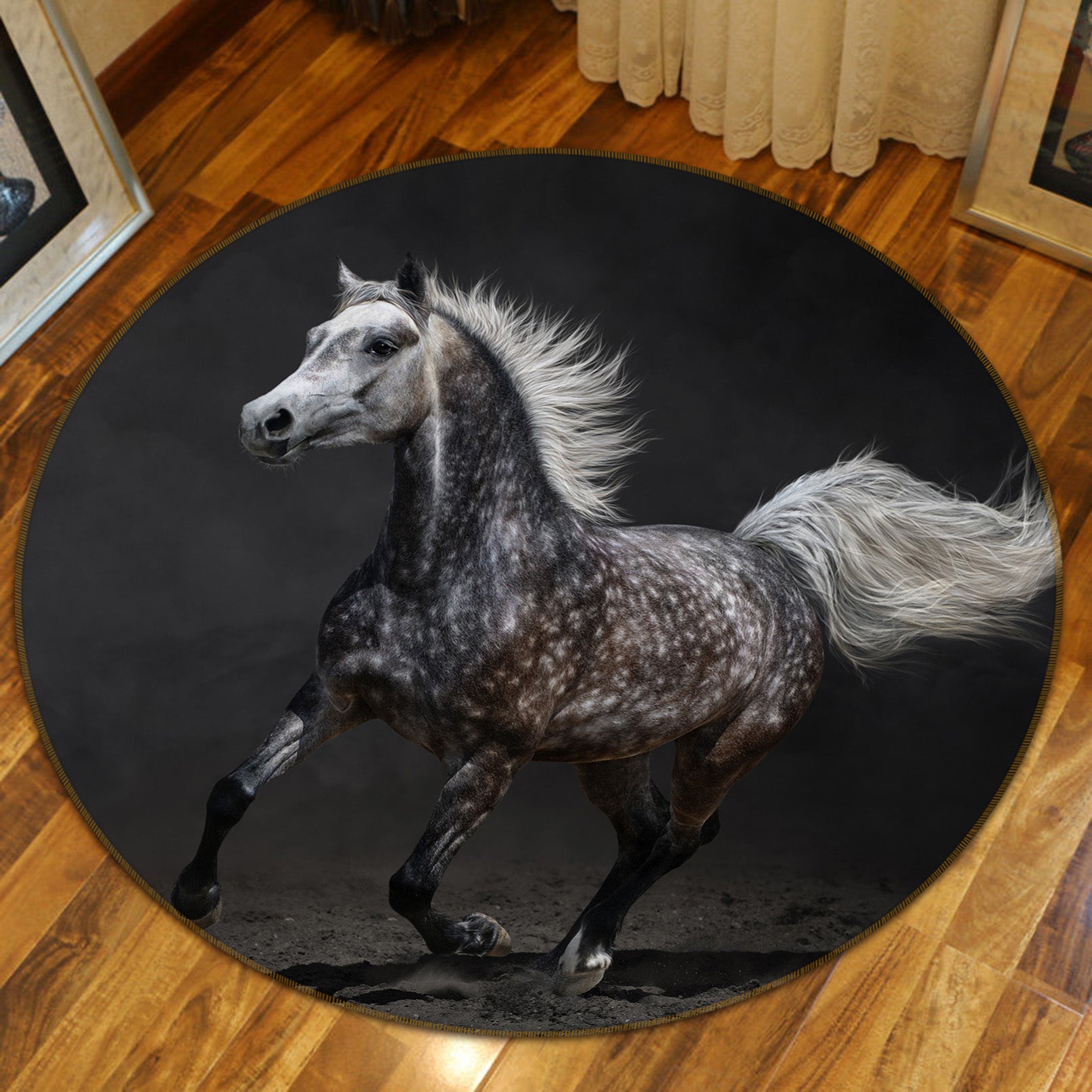 3D Horse 37180 Animal Round Non Slip Rug Mat