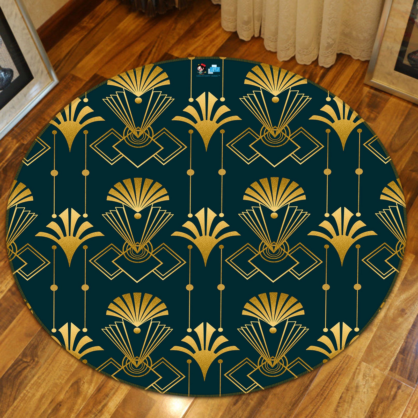 3D Golden Ginkgo Pattern 83048 Andrea haase Rug Round Non Slip Rug Mat