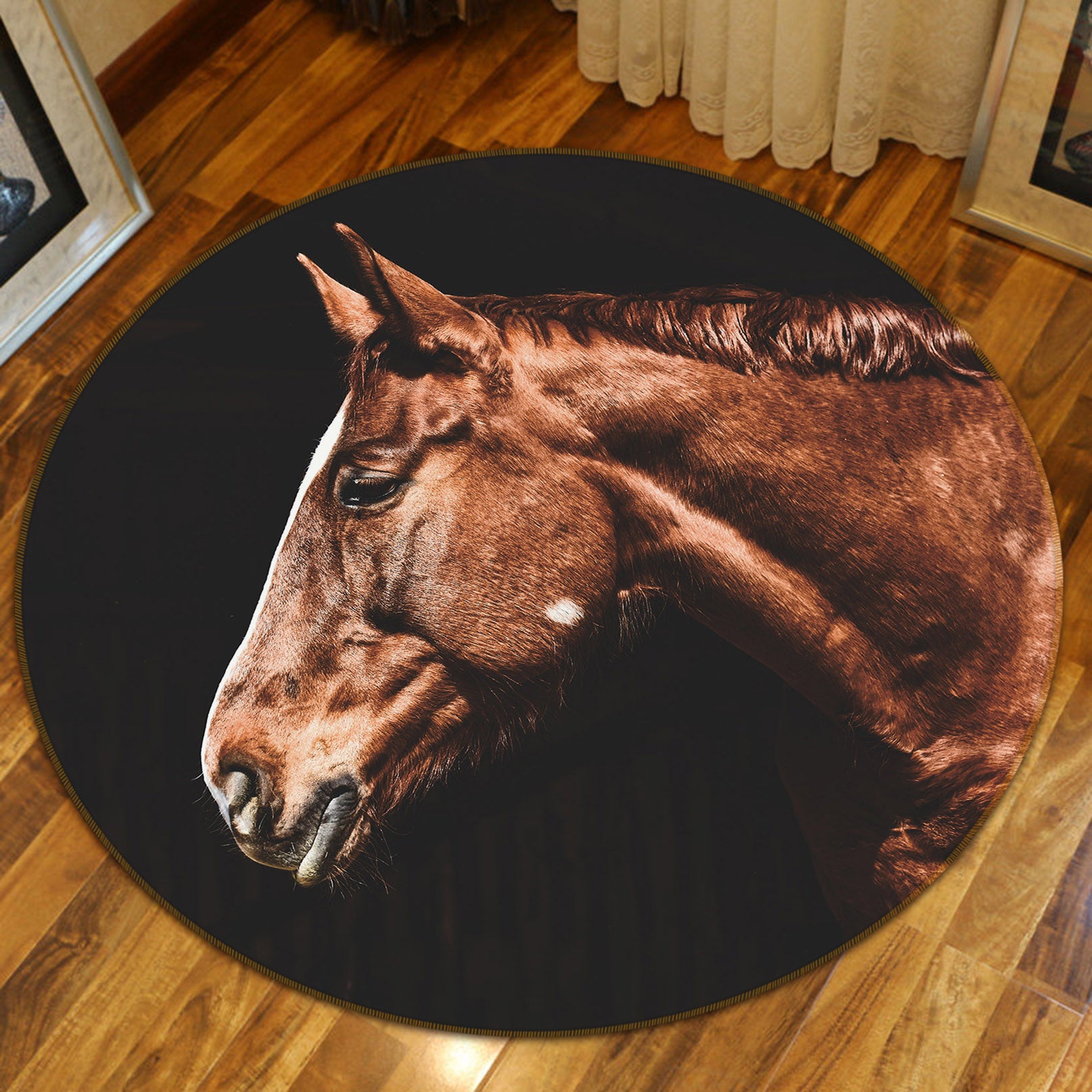 3D Horse 81293 Animal Round Non Slip Rug Mat