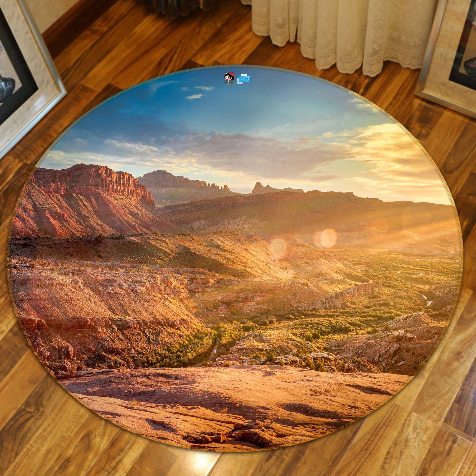 3D Mountain Cloud 5005 Beth Sheridan Rug Round Non Slip Rug Mat