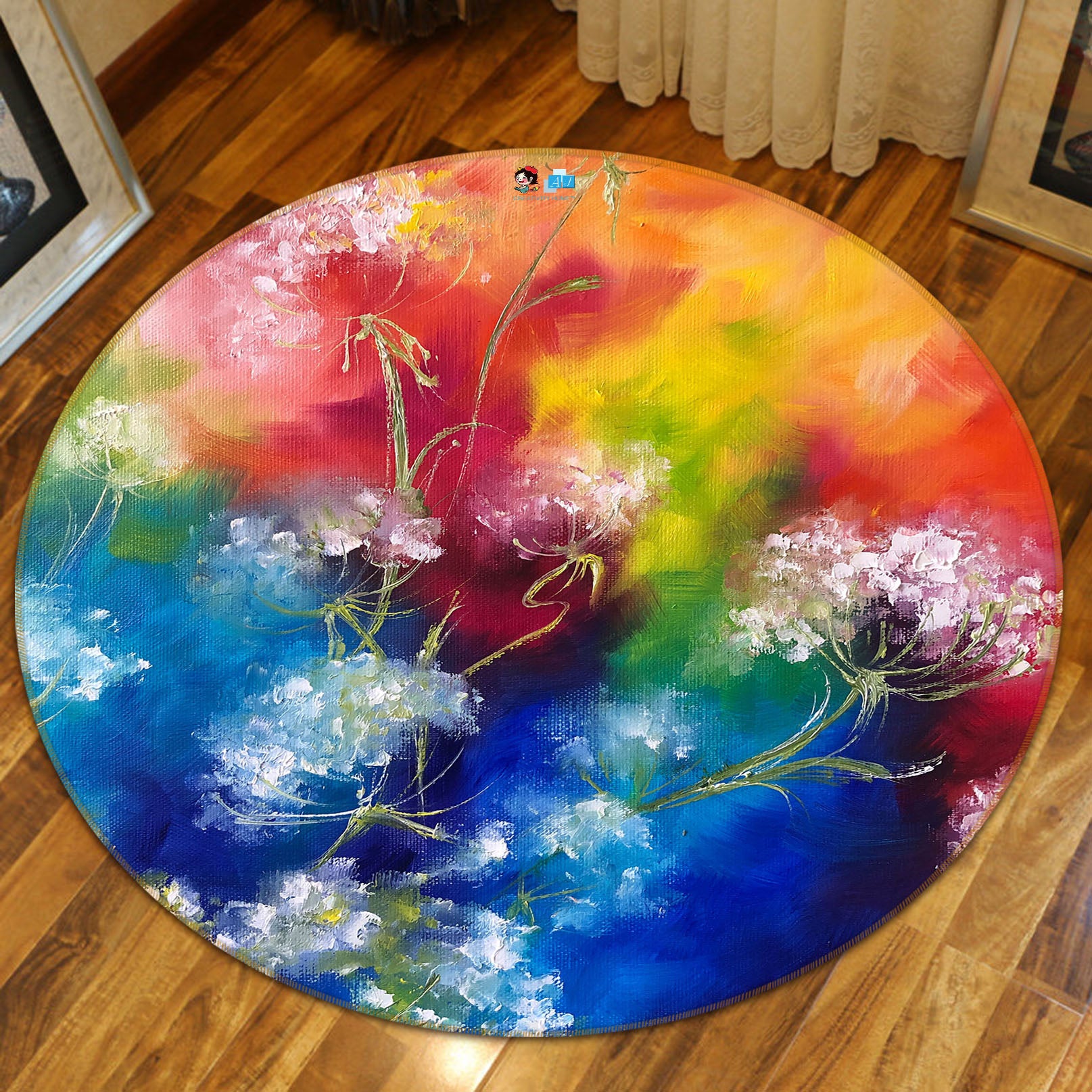 3D Colorful Flower 914 Skromova Marina Rug Round Non Slip Rug Mat