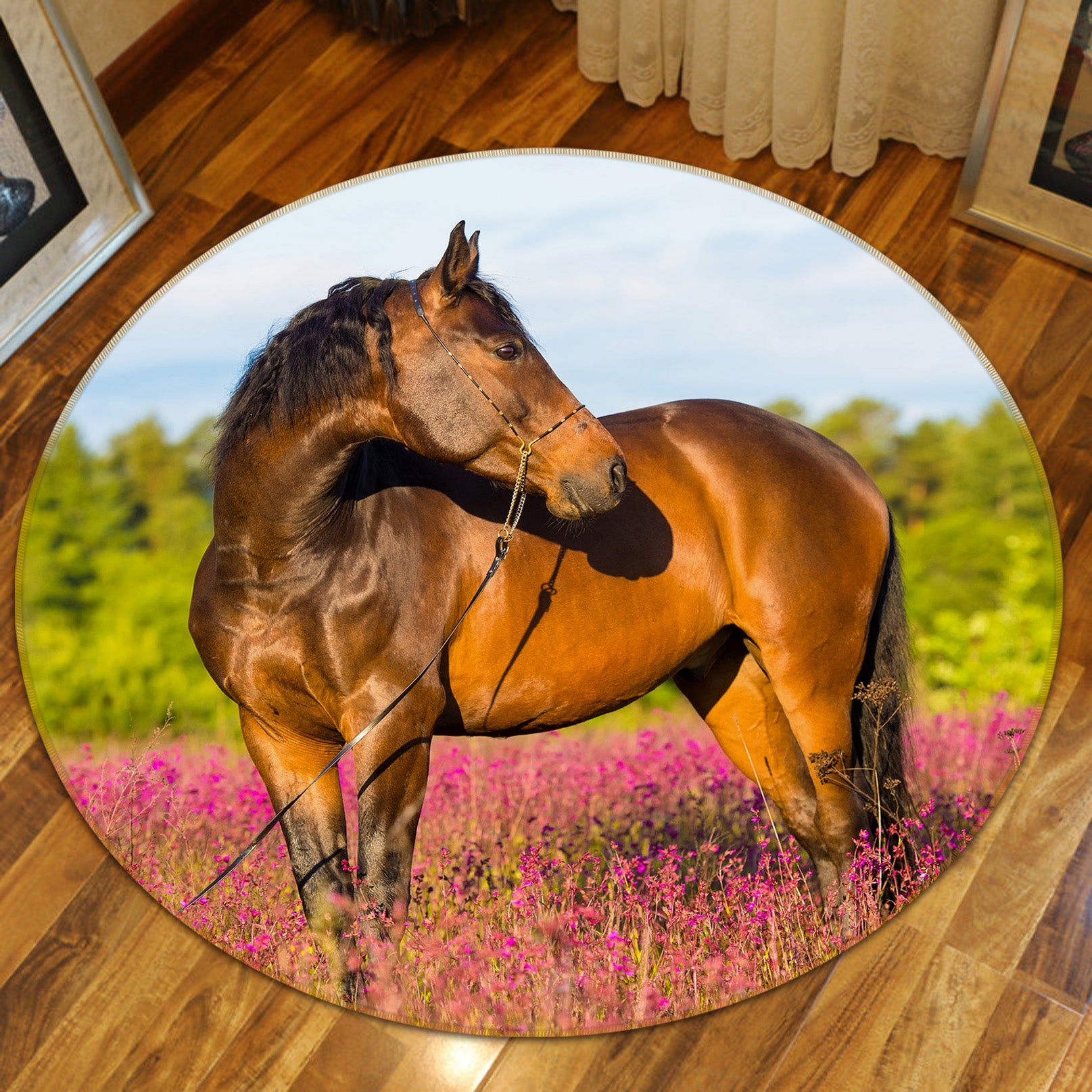 3D Horse 82017 Animal Round Non Slip Rug Mat