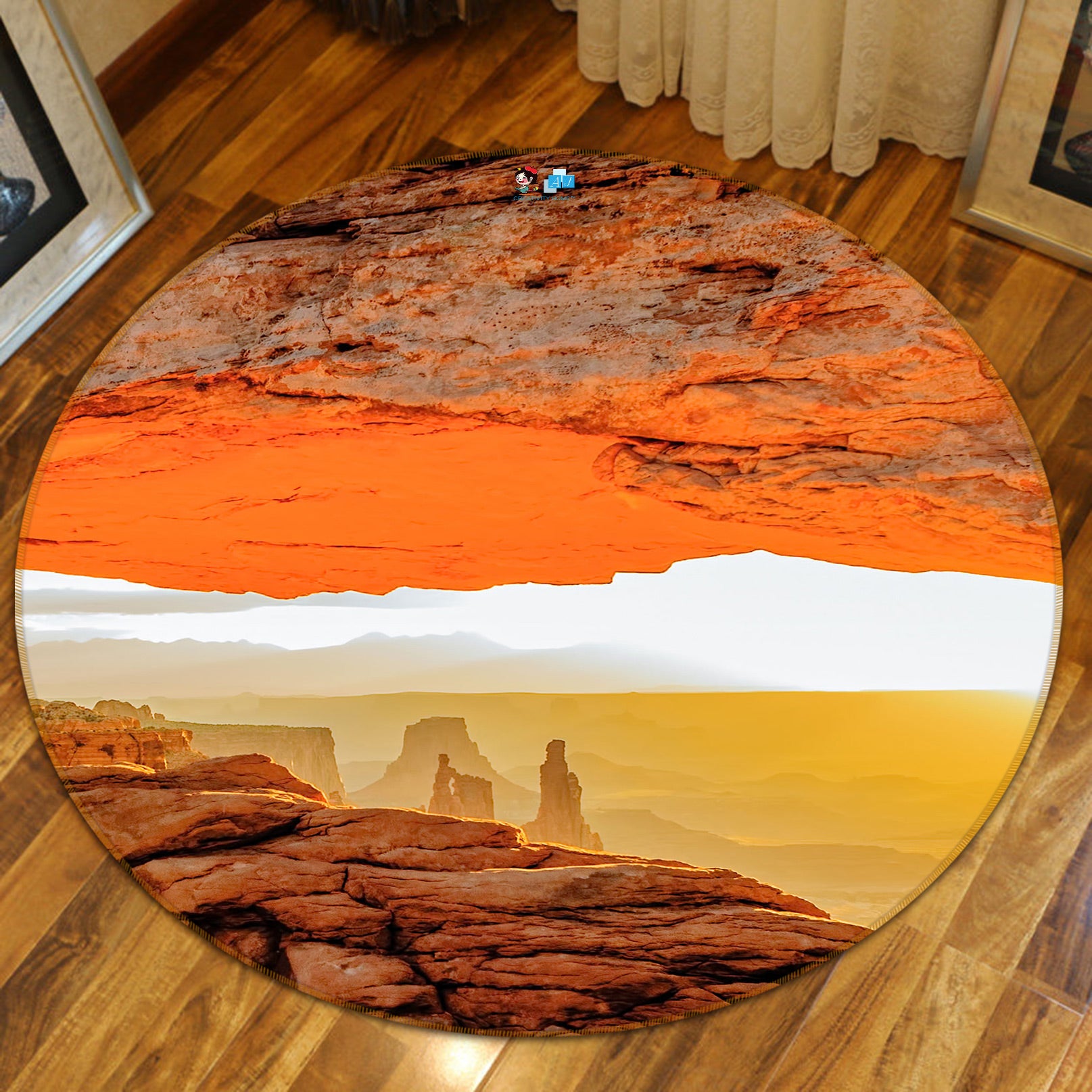 3D Sunset Mountain 5033 Beth Sheridan Rug Round Non Slip Rug Mat