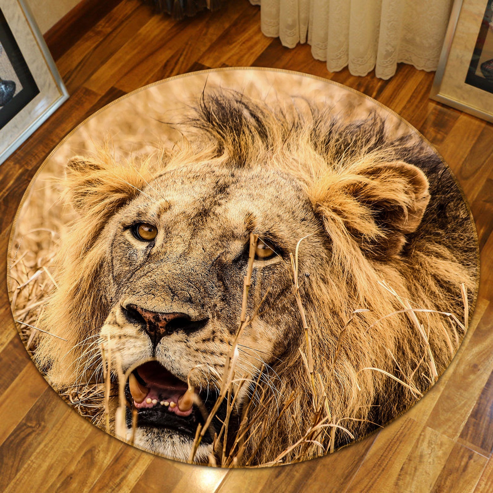 3D Lion 81271 Animal Round Non Slip Rug Mat