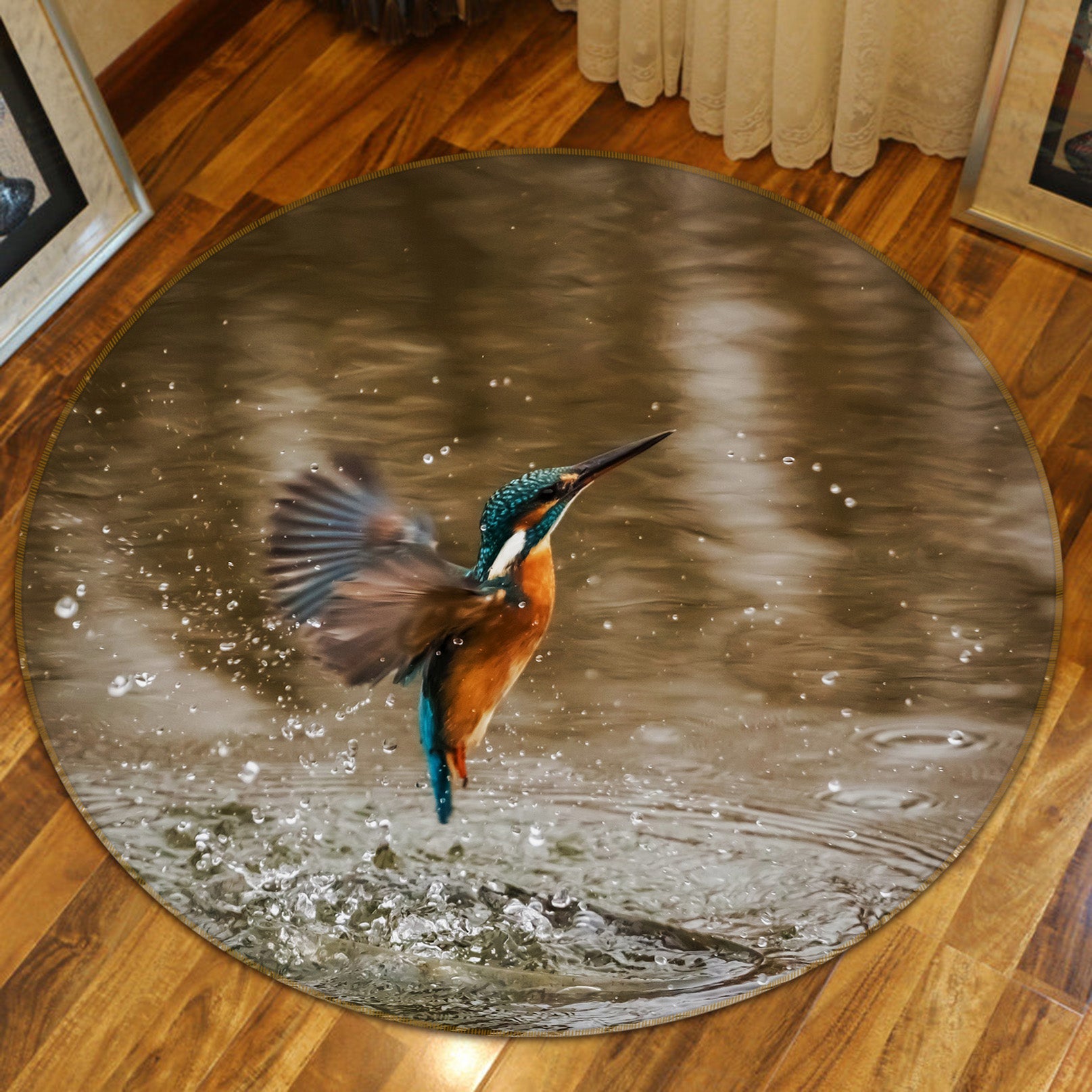 3D Kingfisher 81297 Animal Round Non Slip Rug Mat