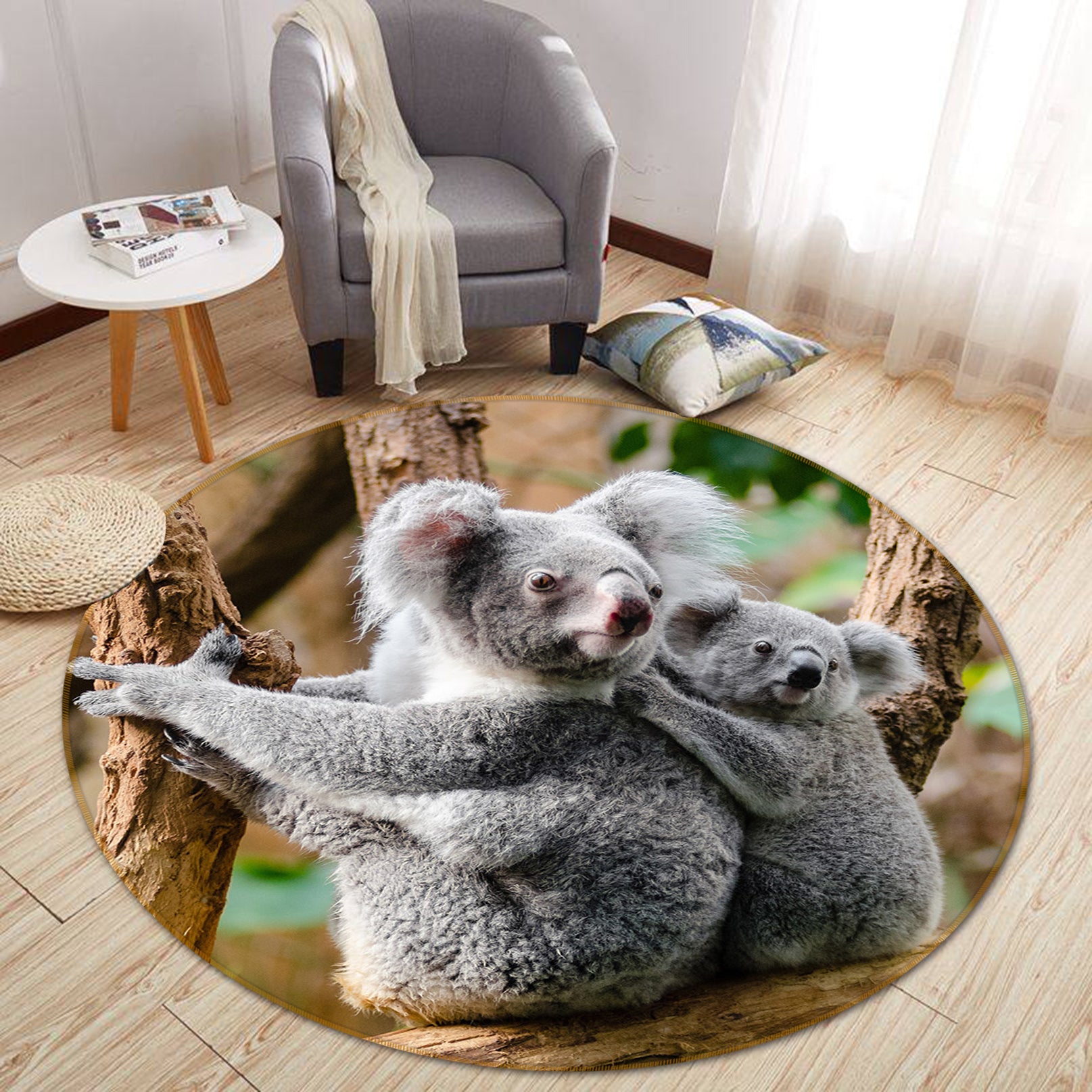 3D Koala 82198 Animal Round Non Slip Rug Mat