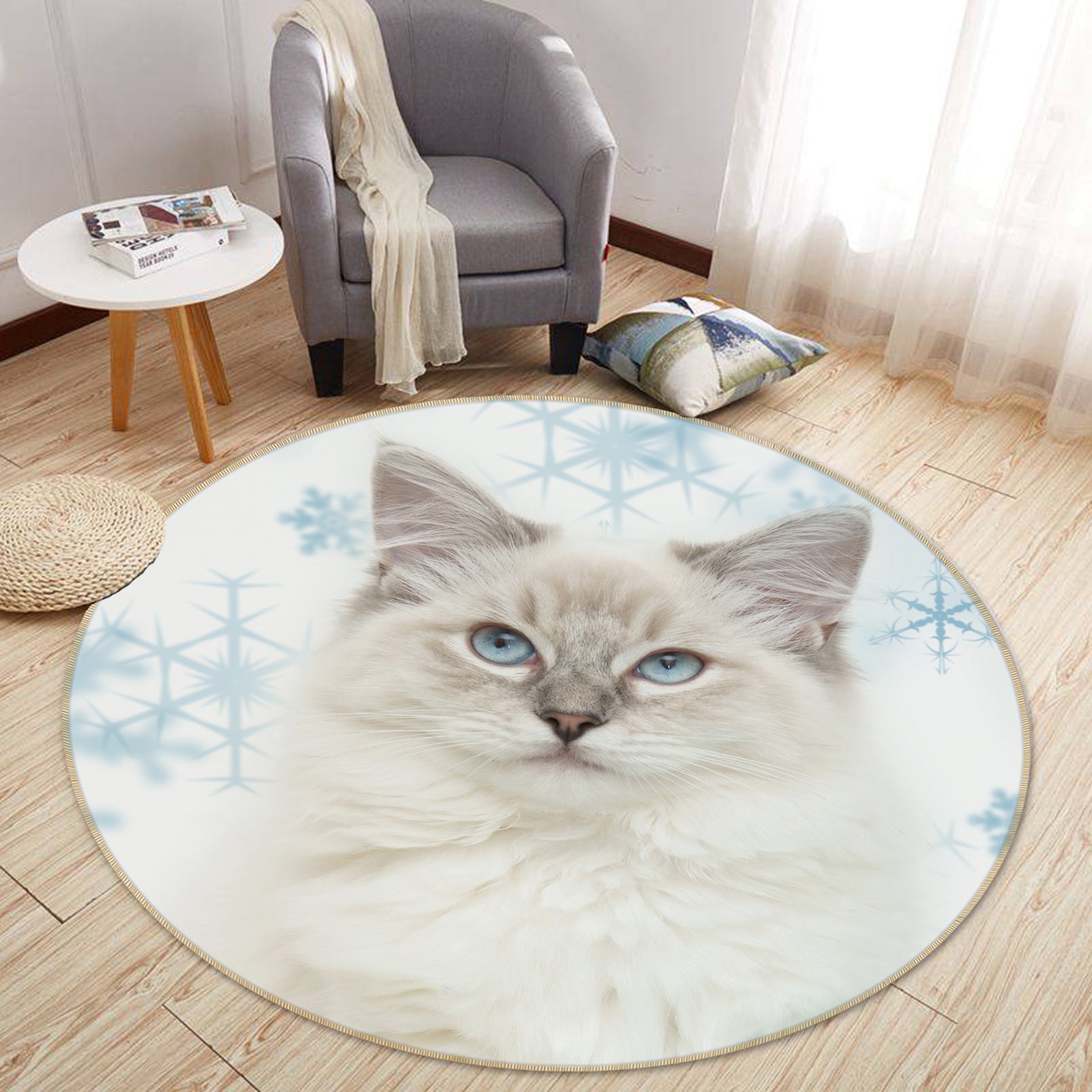 3D Cat 82011 Animal Round Non Slip Rug Mat