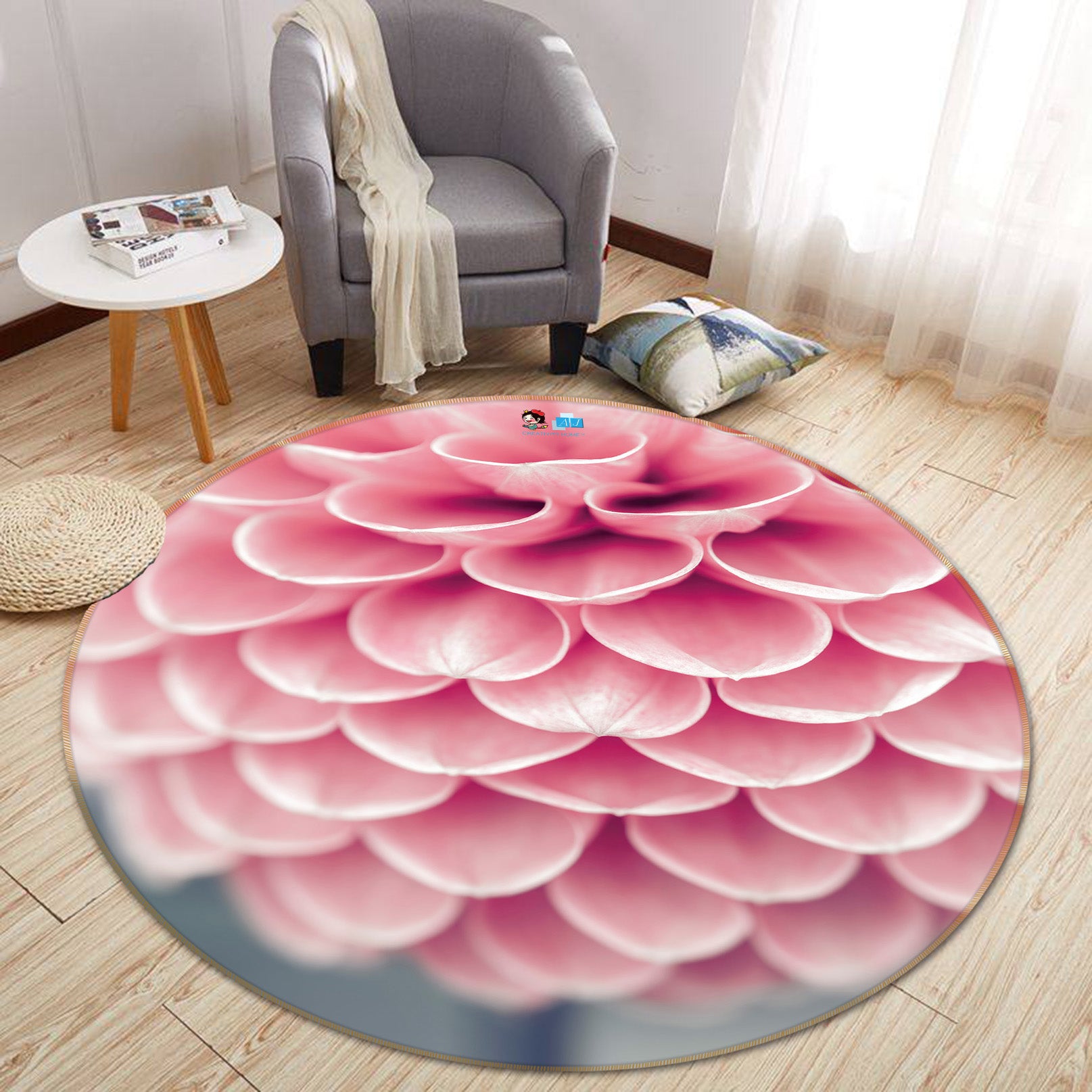 3D Petal Art 7332 Assaf Frank Rug Round Non Slip Rug Mat