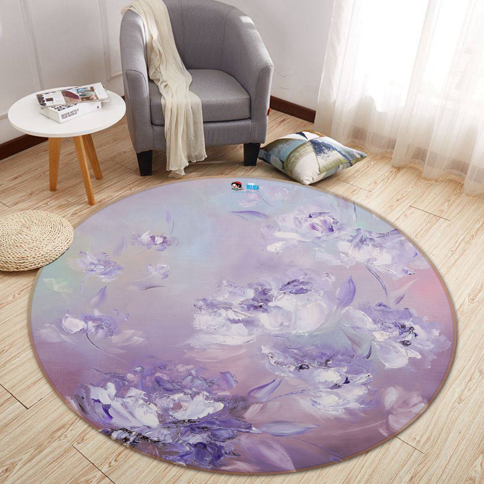 3D Beautiful Flower 840 Skromova Marina Rug Round Non Slip Rug Mat