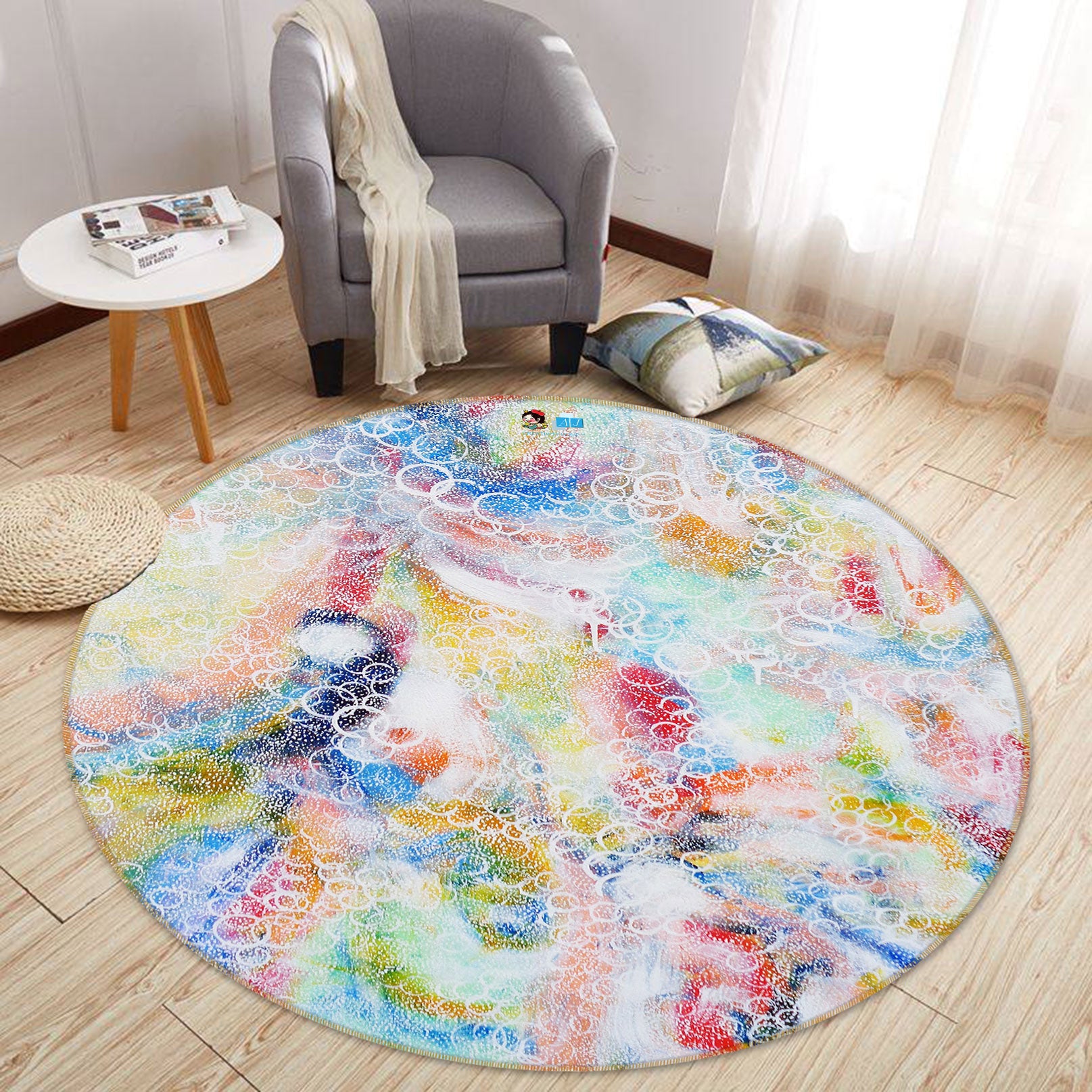 3D Colorful Bubbles 1332 Misako Chida Rug Round Non Slip Rug Mat