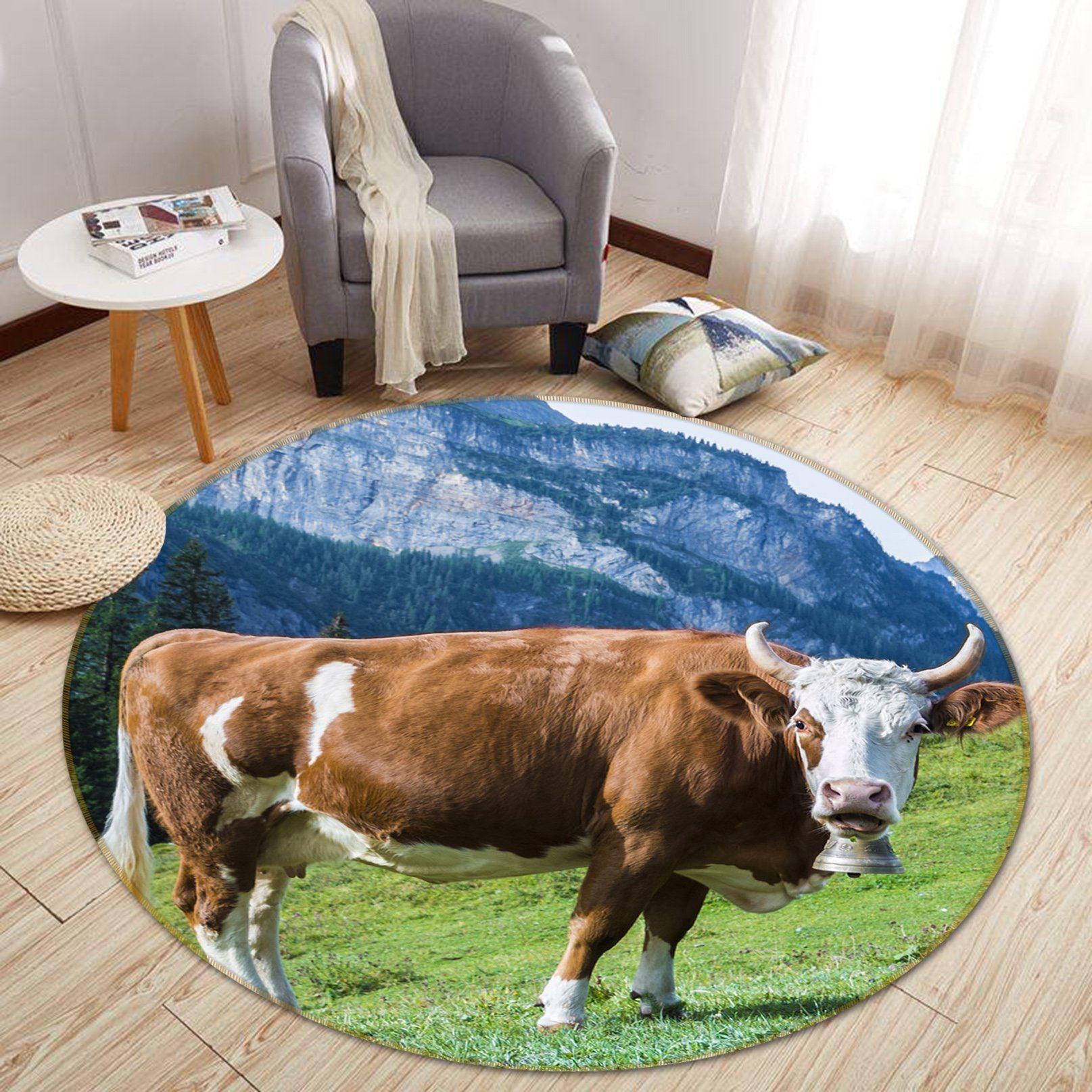 3D Mountain Peak 028 Animal Round Non Slip Rug Mat Mat AJ Creativity Home 