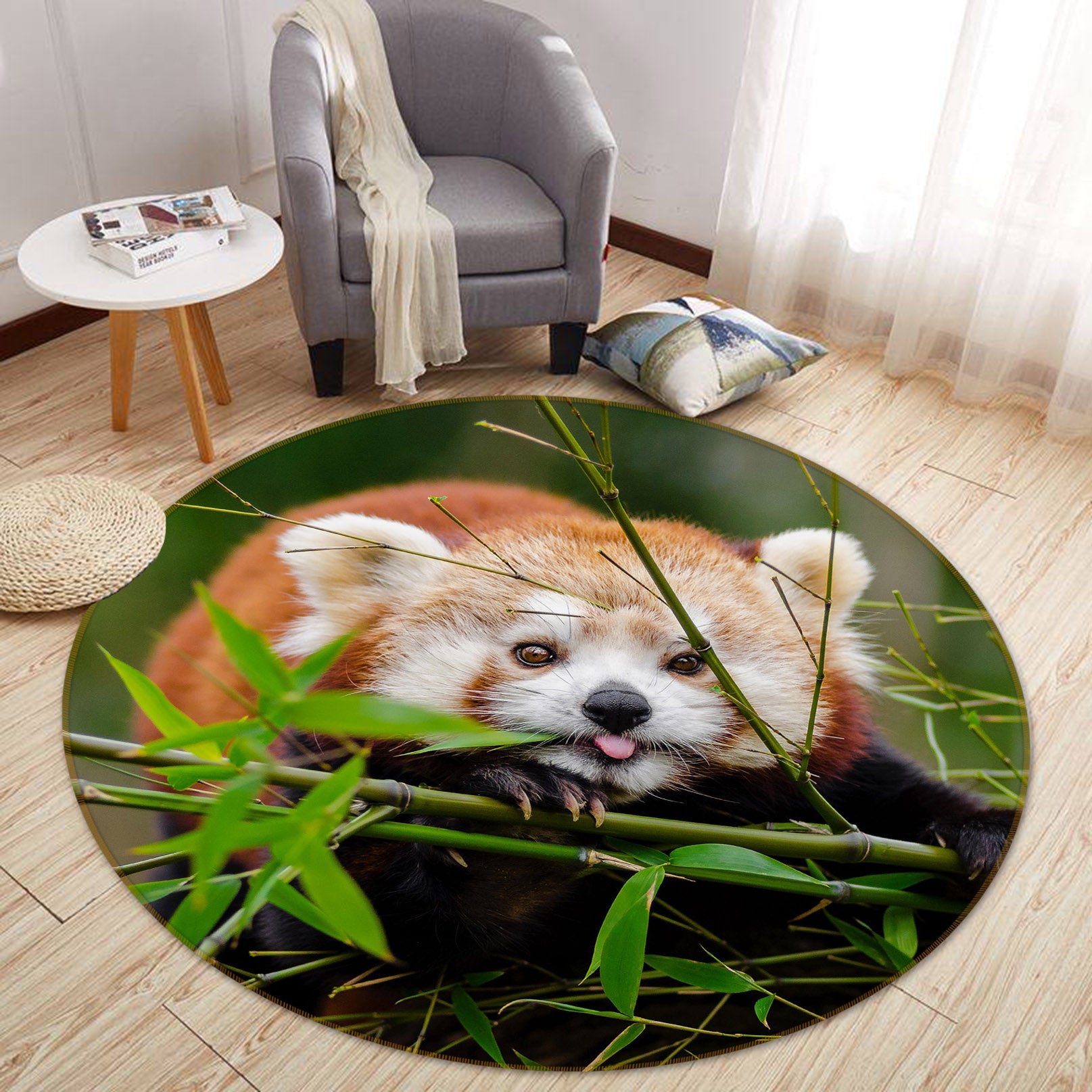 3D Raccoon 81263 Animal Round Non Slip Rug Mat