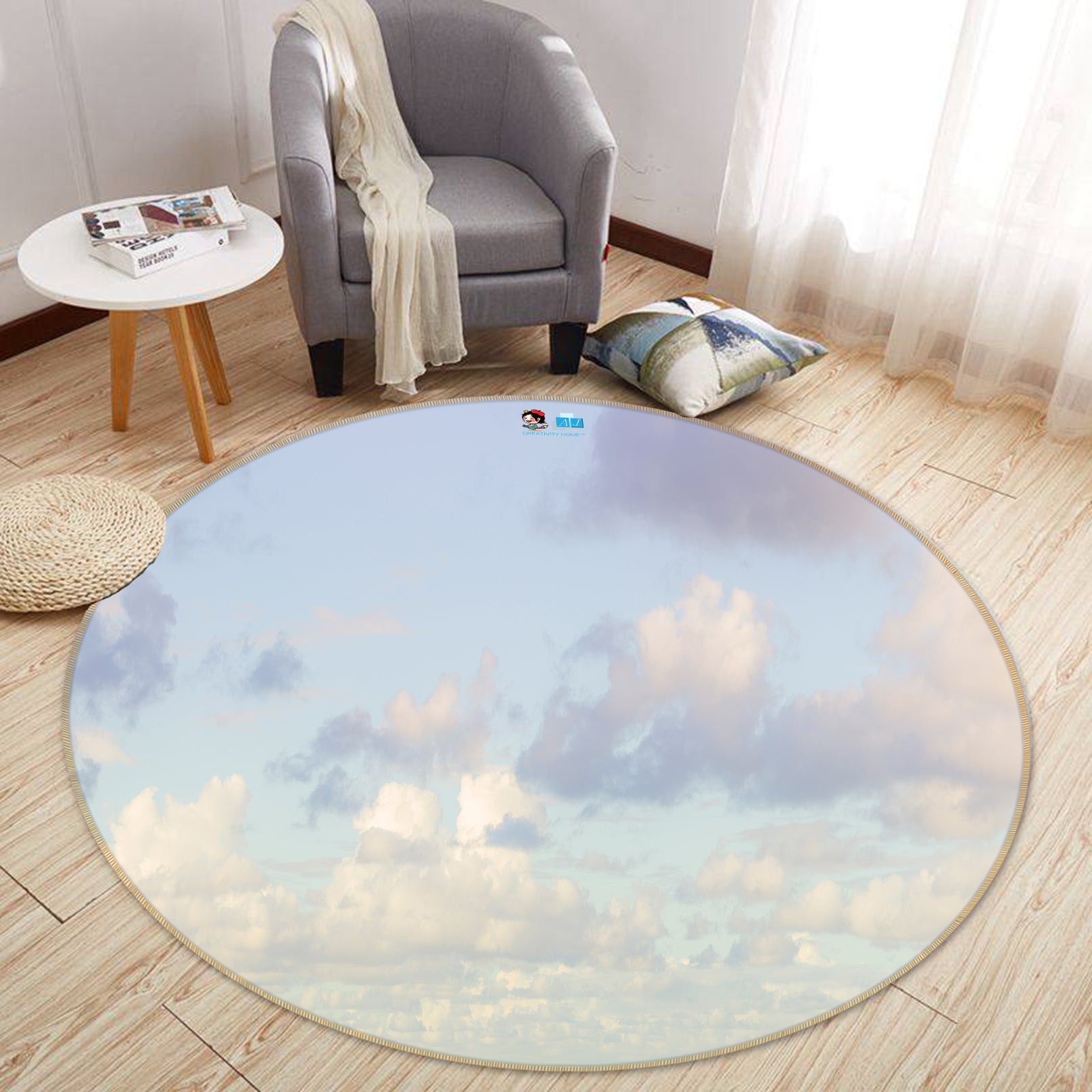 3D Sky Cloud 7529 Assaf Frank Rug Round Non Slip Rug Mat