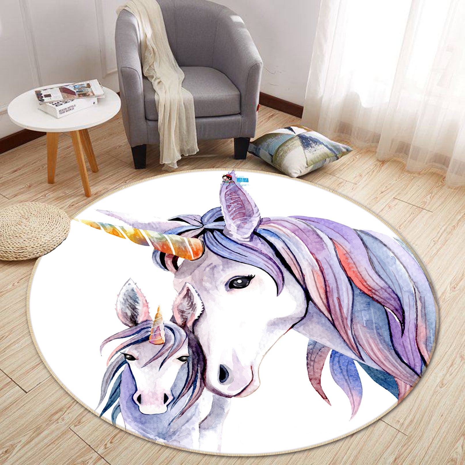 3D Unicorn 74298 Round Non Slip Rug Mat