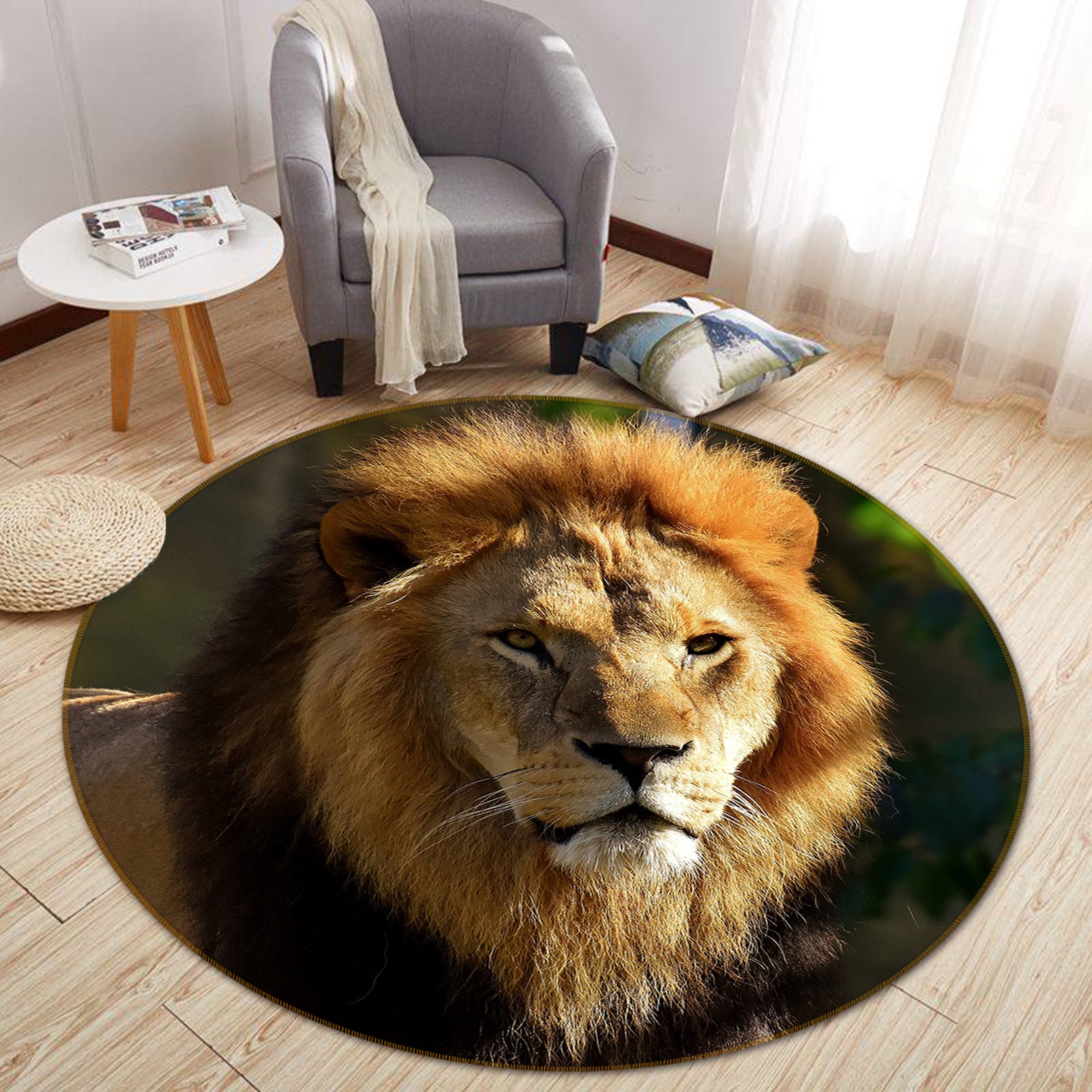 3D Lion 82253 Animal Round Non Slip Rug Mat