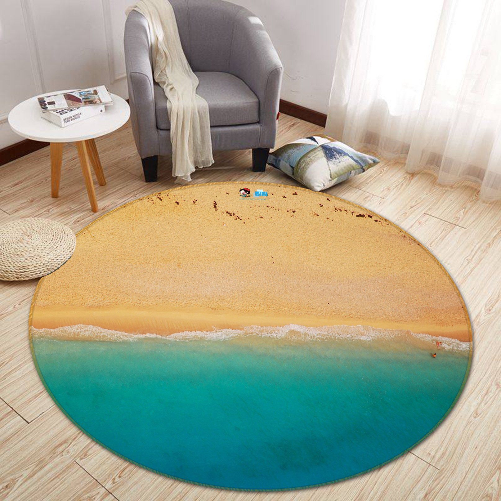 3D Beach Play 131 Round Non Slip Rug Mat Mat AJ Creativity Home 