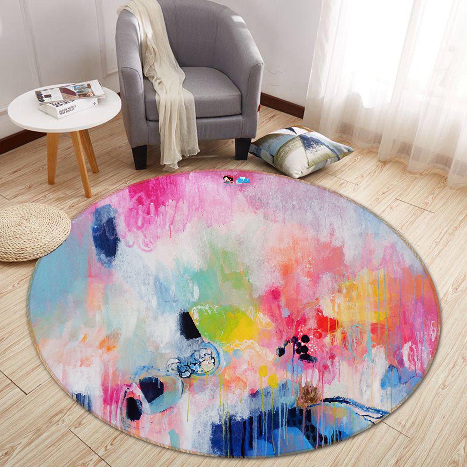 3D Color Painting 1404 Misako Chida Rug Round Non Slip Rug Mat