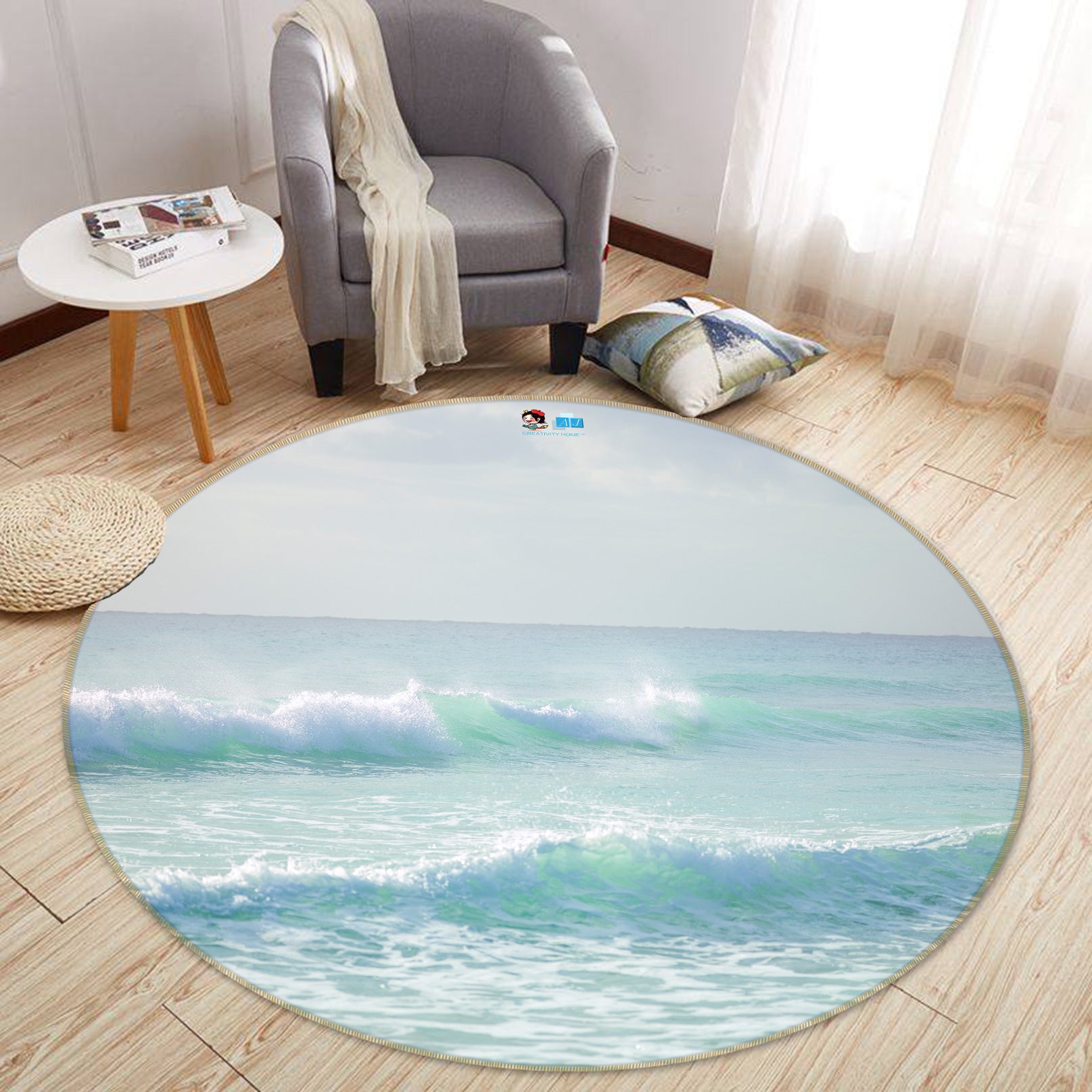 3D Vast Ocean 7534 Assaf Frank Rug Round Non Slip Rug Mat