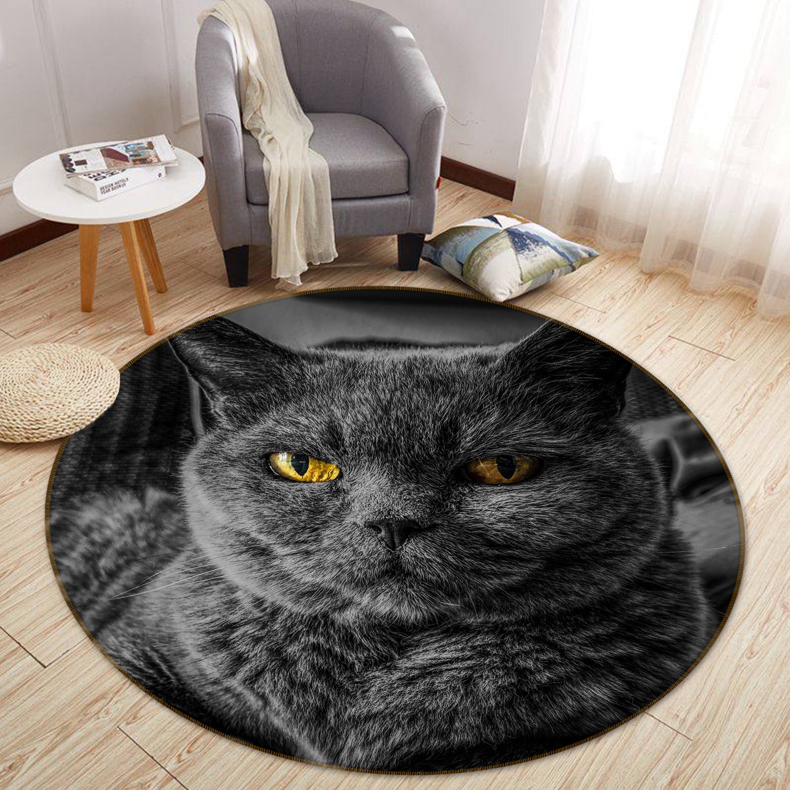 3D Cat 81282 Animal Round Non Slip Rug Mat