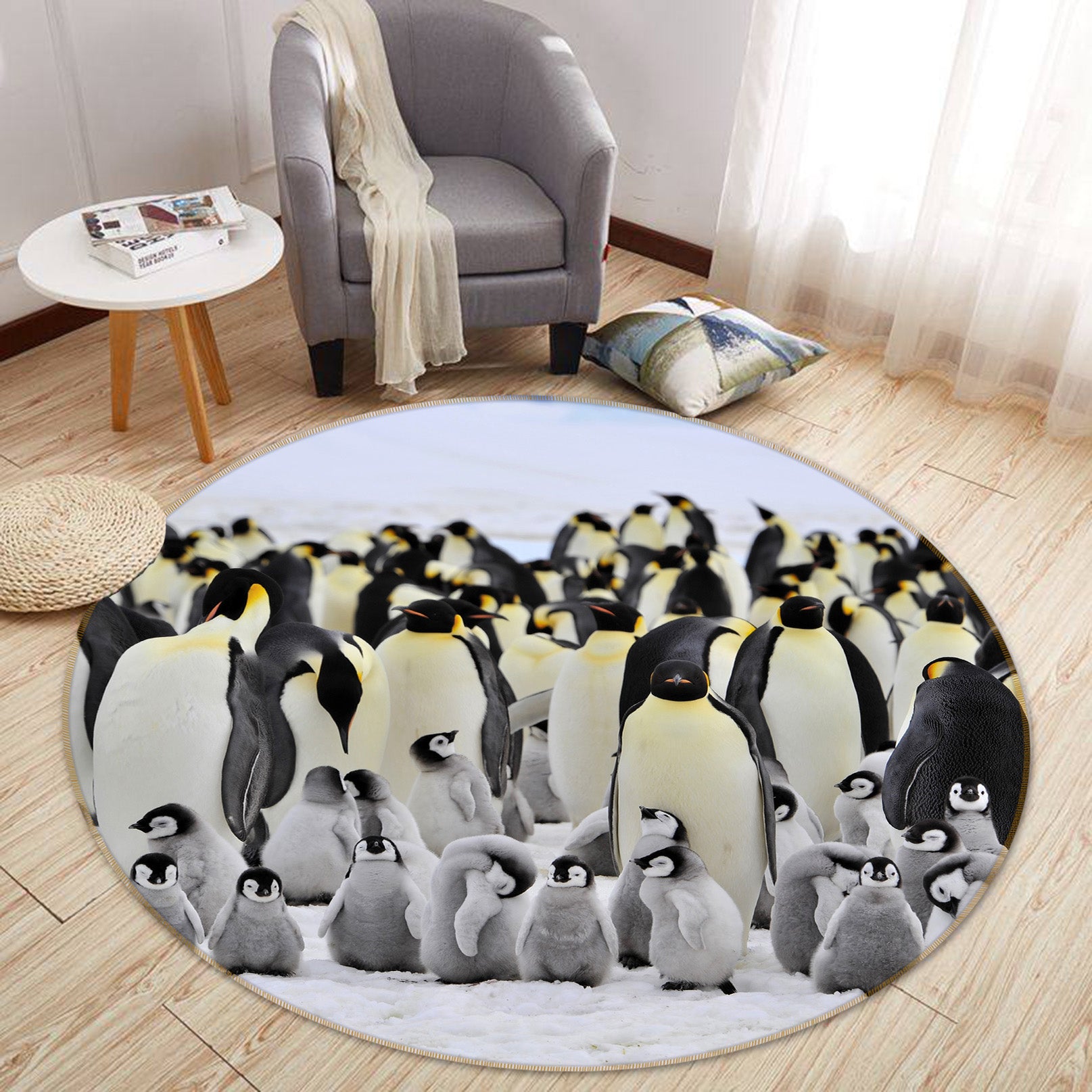 3D Penguin Group 38040 Animal Round Non Slip Rug Mat