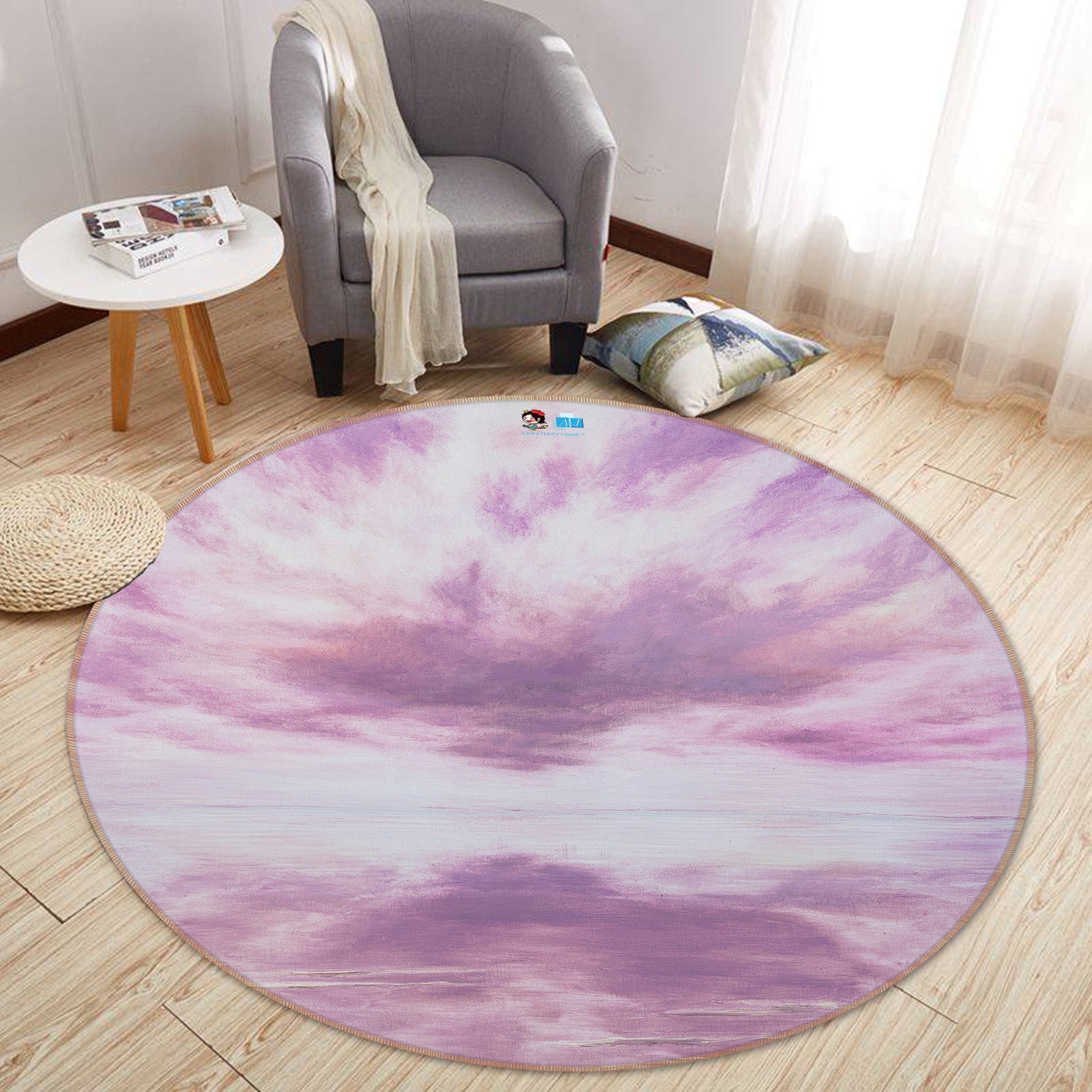 3D Pink Sky 18153 Marina Zotova Rug Round Non Slip Rug Mat