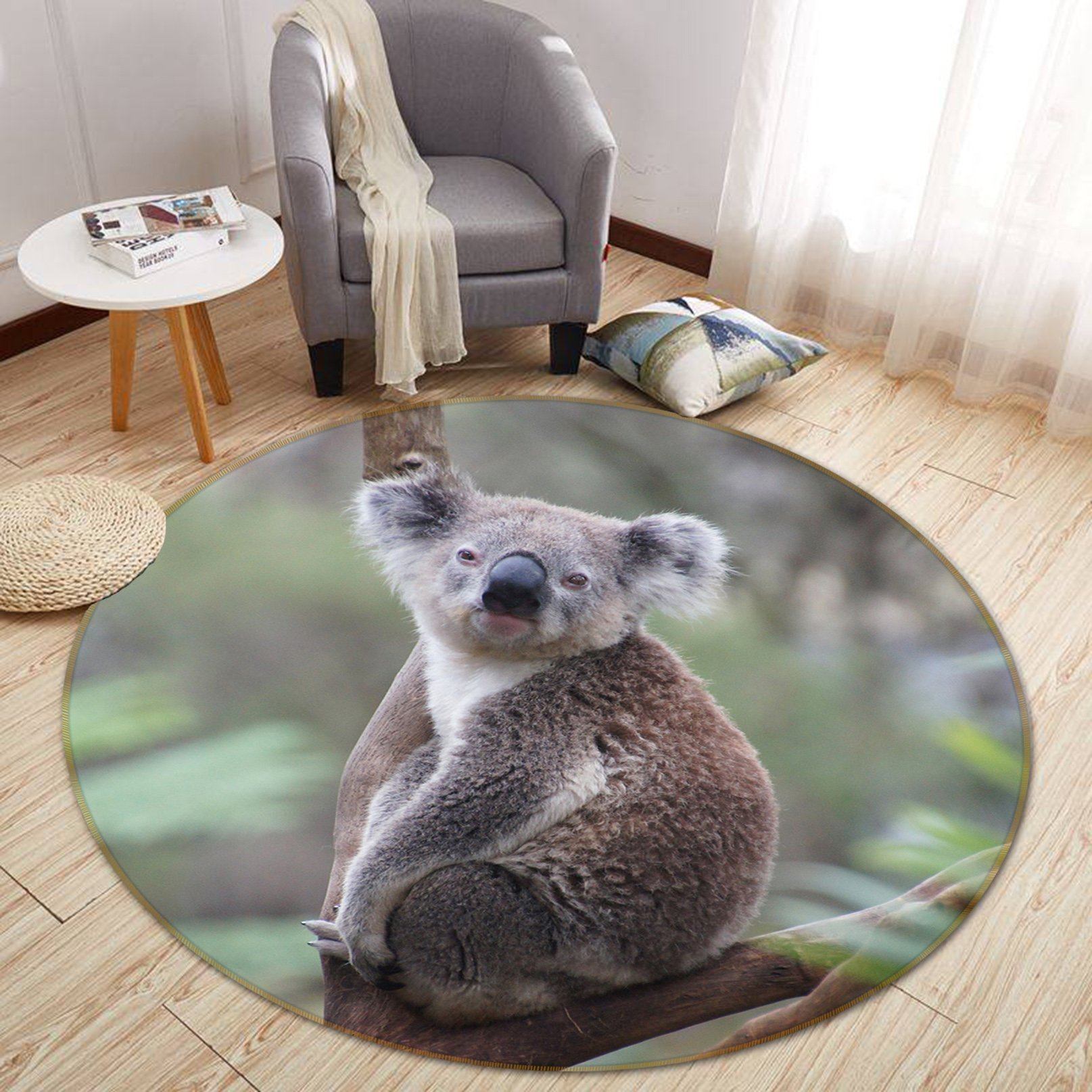 3D Koala Baby 069 Animal Round Non Slip Rug Mat Mat AJ Creativity Home 