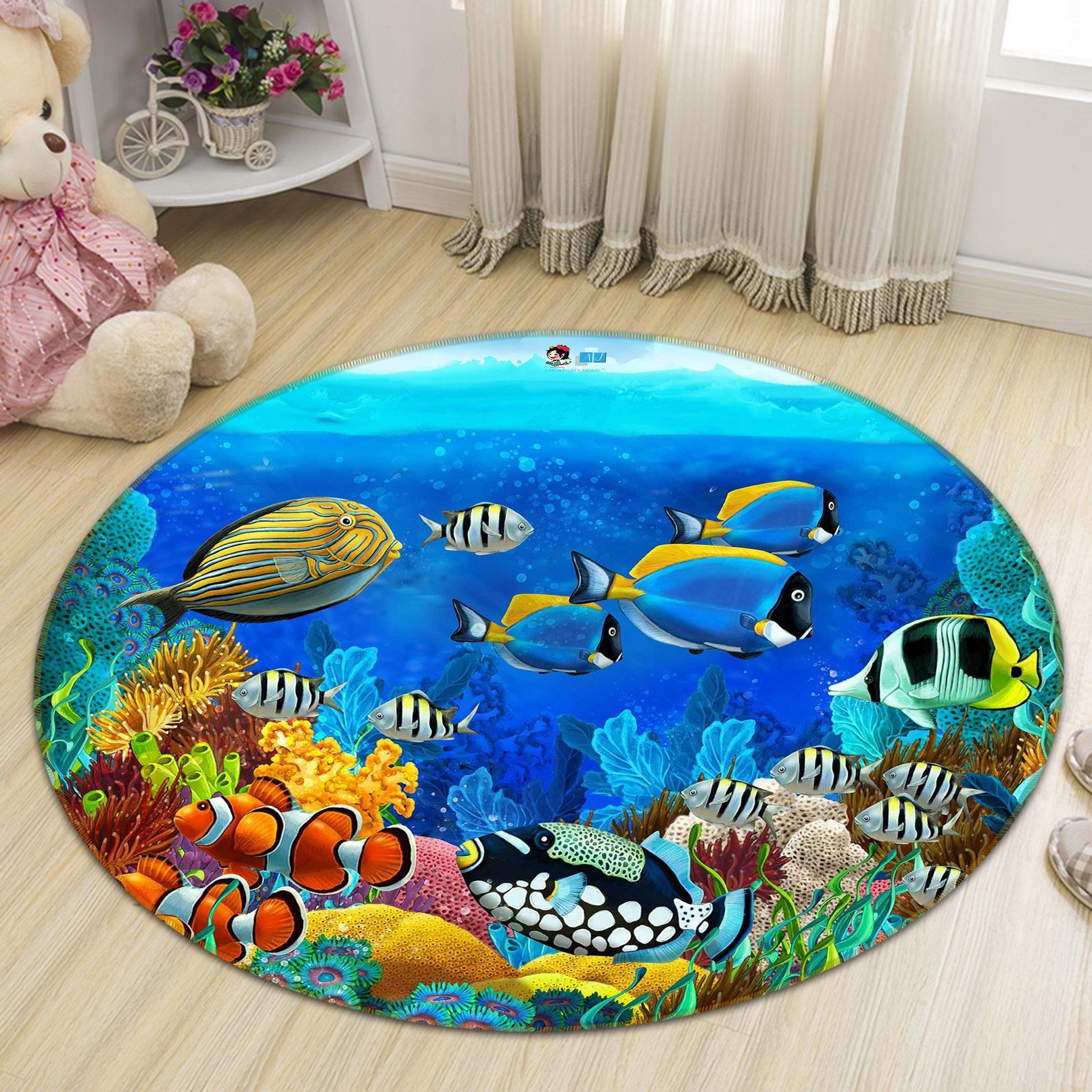 3D Deep Sea Fish 007 Round Non Slip Rug Mat Mat AJ Creativity Home 