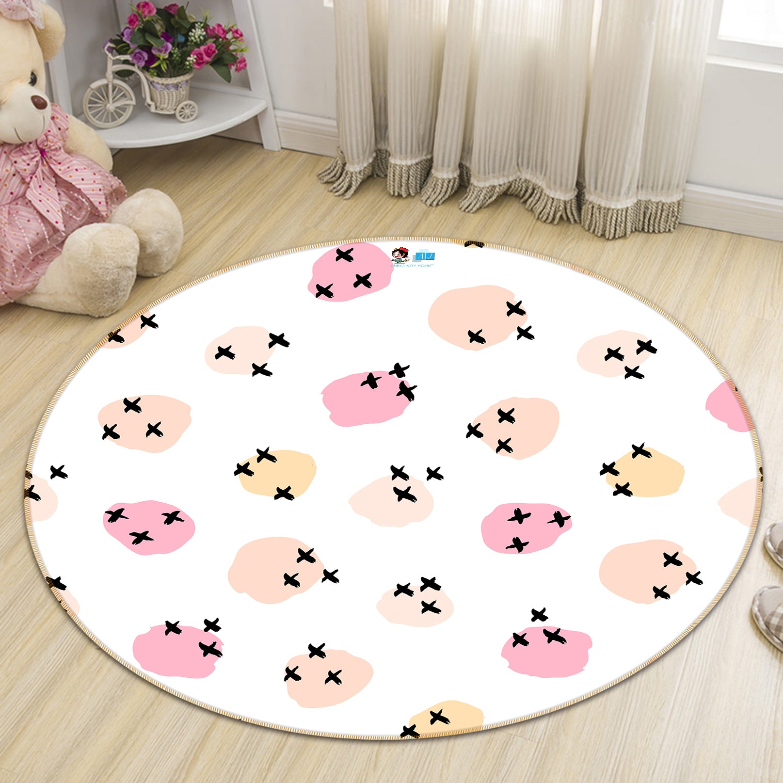 3D Pink Dot Pattern 10596 Kashmira Jayaprakash Rug Round Non Slip Rug Mat