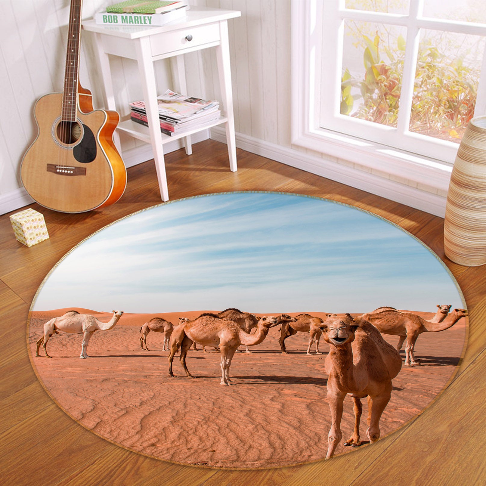 3D Desert Camel 81262 Animal Round Non Slip Rug Mat