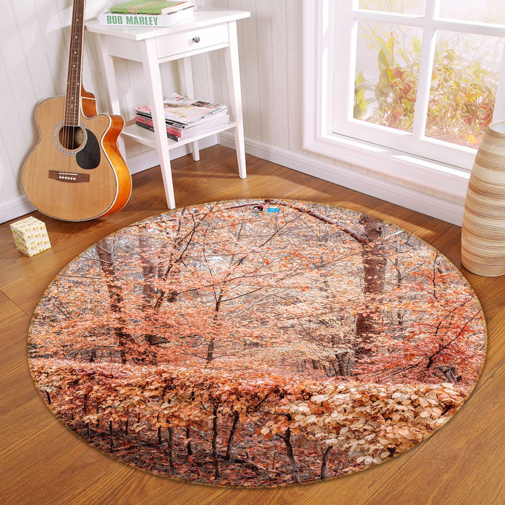 3D Autumn Woods 7334 Assaf Frank Rug Round Non Slip Rug Mat