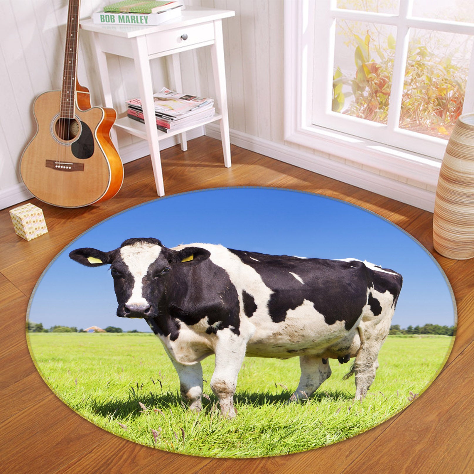 3D Cows 38034 Animal Round Non Slip Rug Mat