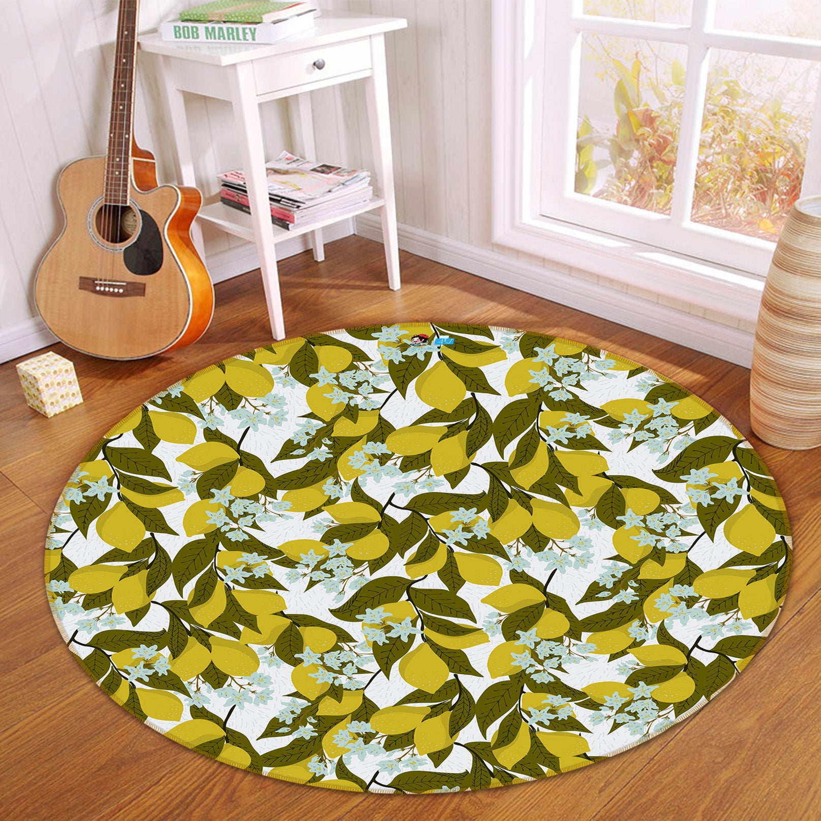 3D Green Leaves Flowers 10569 Kashmira Jayaprakash Rug Round Non Slip Rug Mat