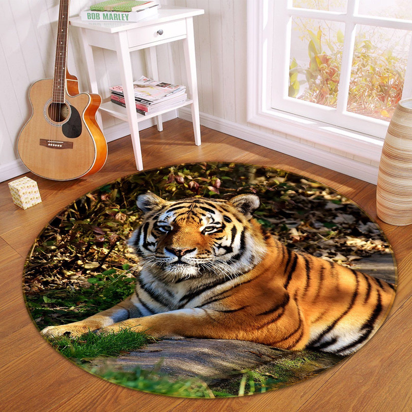 3D Tiger 105 Animal Round Non Slip Rug Mat Mat AJ Creativity Home 