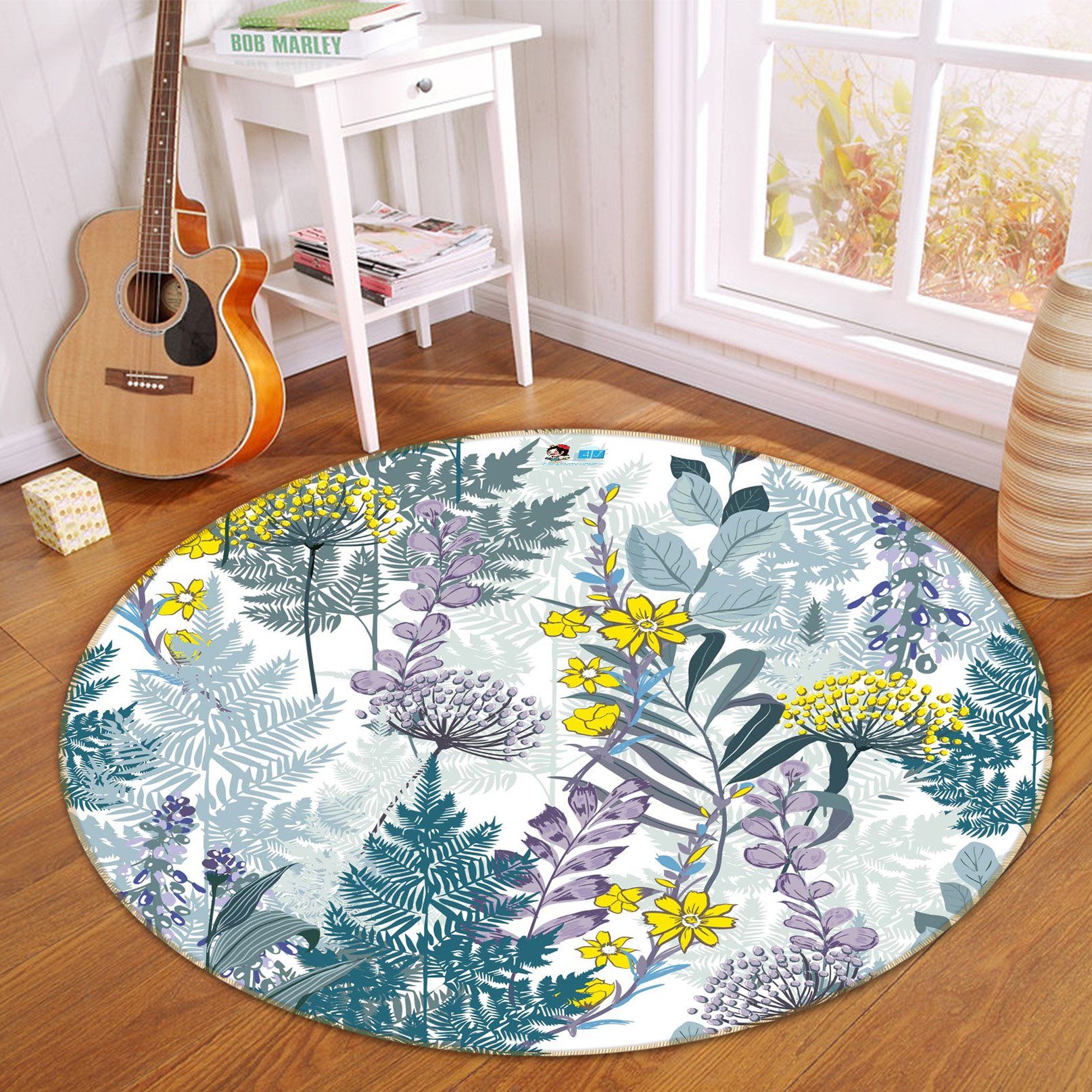 3D Graffiti Yellow Flower 317 Round Non Slip Rug Mat Mat AJ Creativity Home 