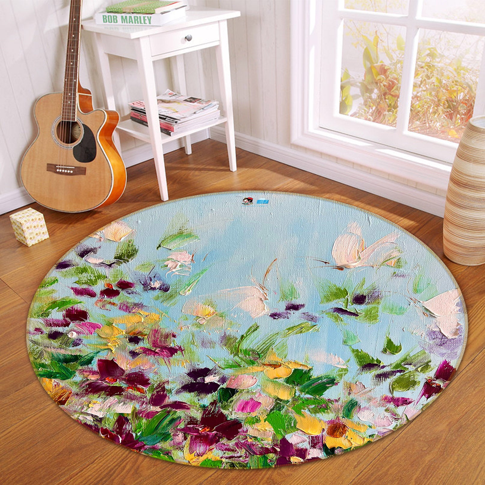 3D Butterfly Garden 901 Skromova Marina Rug Round Non Slip Rug Mat