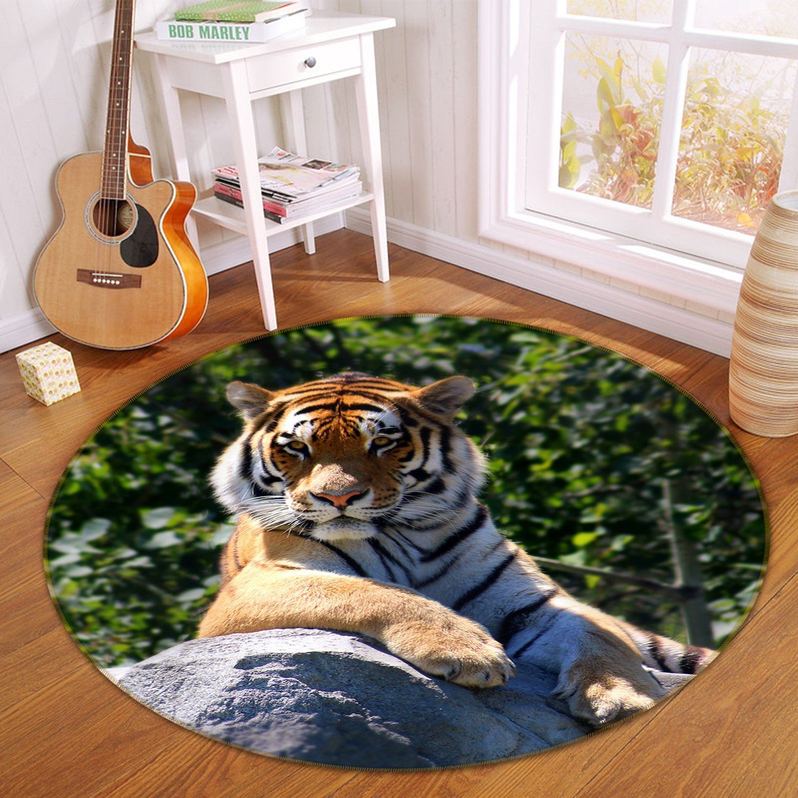 3D Tiger King 104 Animal Round Non Slip Rug Mat Mat AJ Creativity Home 