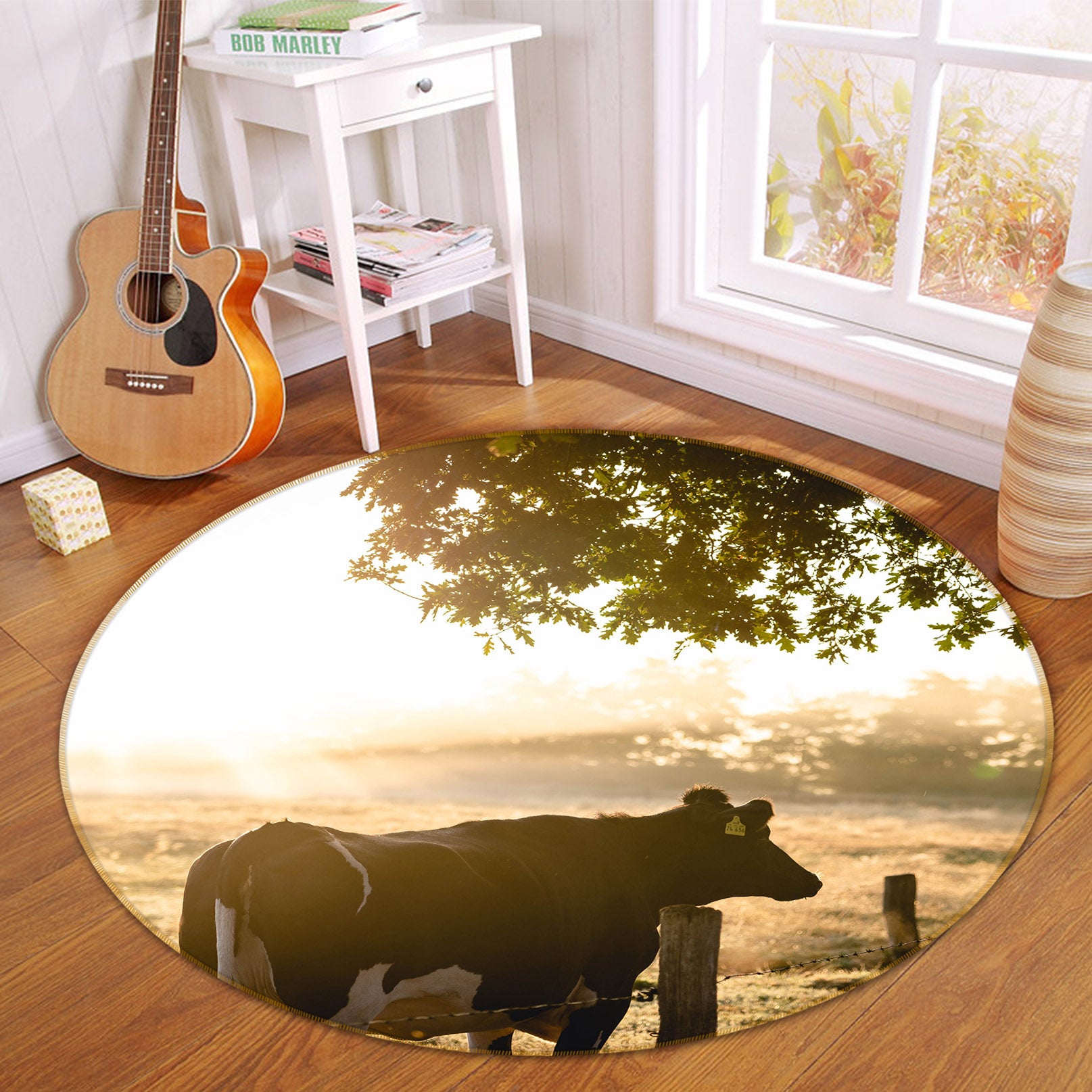 3D Cattle 38085 Animal Round Non Slip Rug Mat