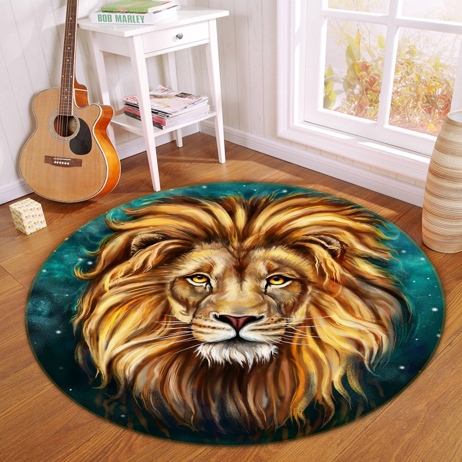 3D Lion 37210 Animal Round Non Slip Rug Mat