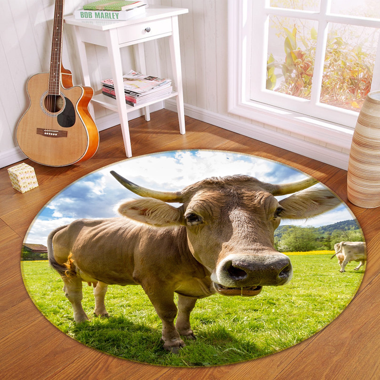 3D Cattle 82204 Animal Round Non Slip Rug Mat