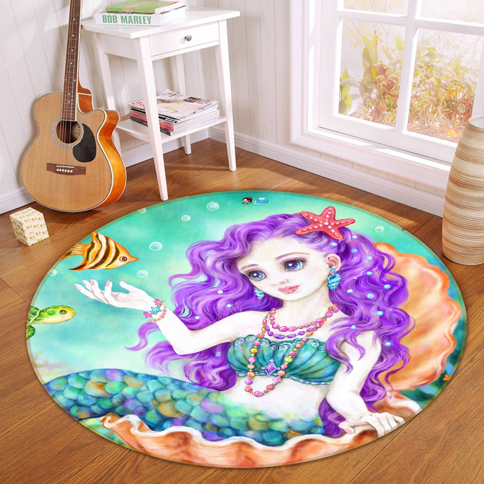 3D Beautiful Mermaid 6035 Kayomi Harai Rug Round Non Slip Rug Mat