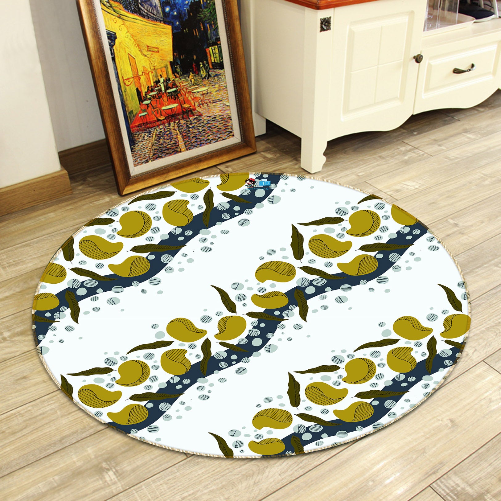 3D Bean Leaves 10576 Kashmira Jayaprakash Rug Round Non Slip Rug Mat