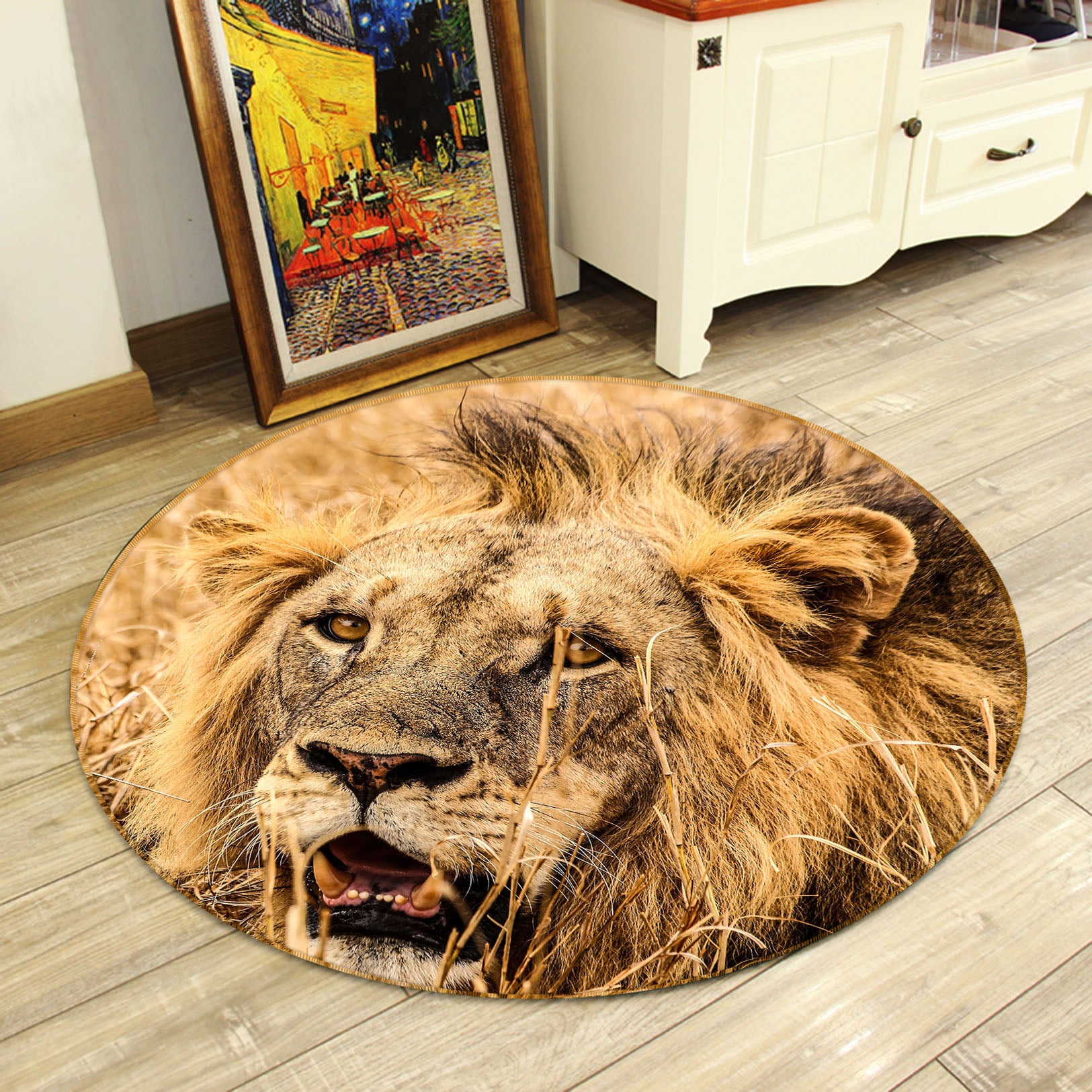 3D Lion 81271 Animal Round Non Slip Rug Mat