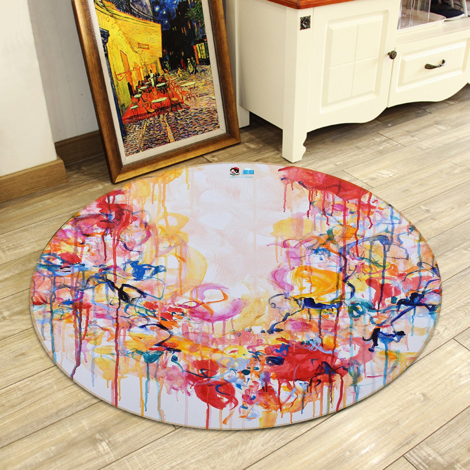 3D Color Watercolor 1359 Misako Chida Rug Round Non Slip Rug Mat