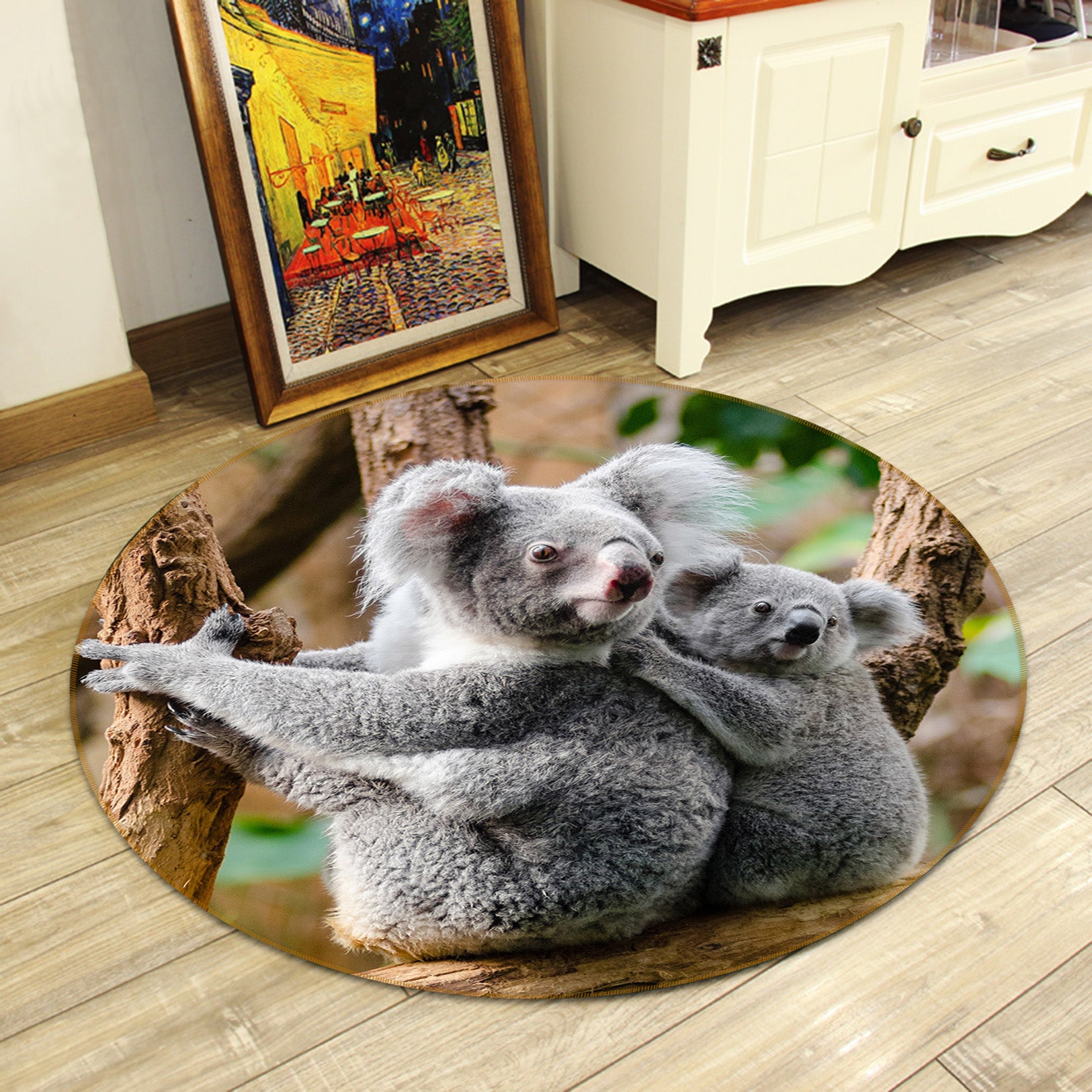 3D Koala 82198 Animal Round Non Slip Rug Mat