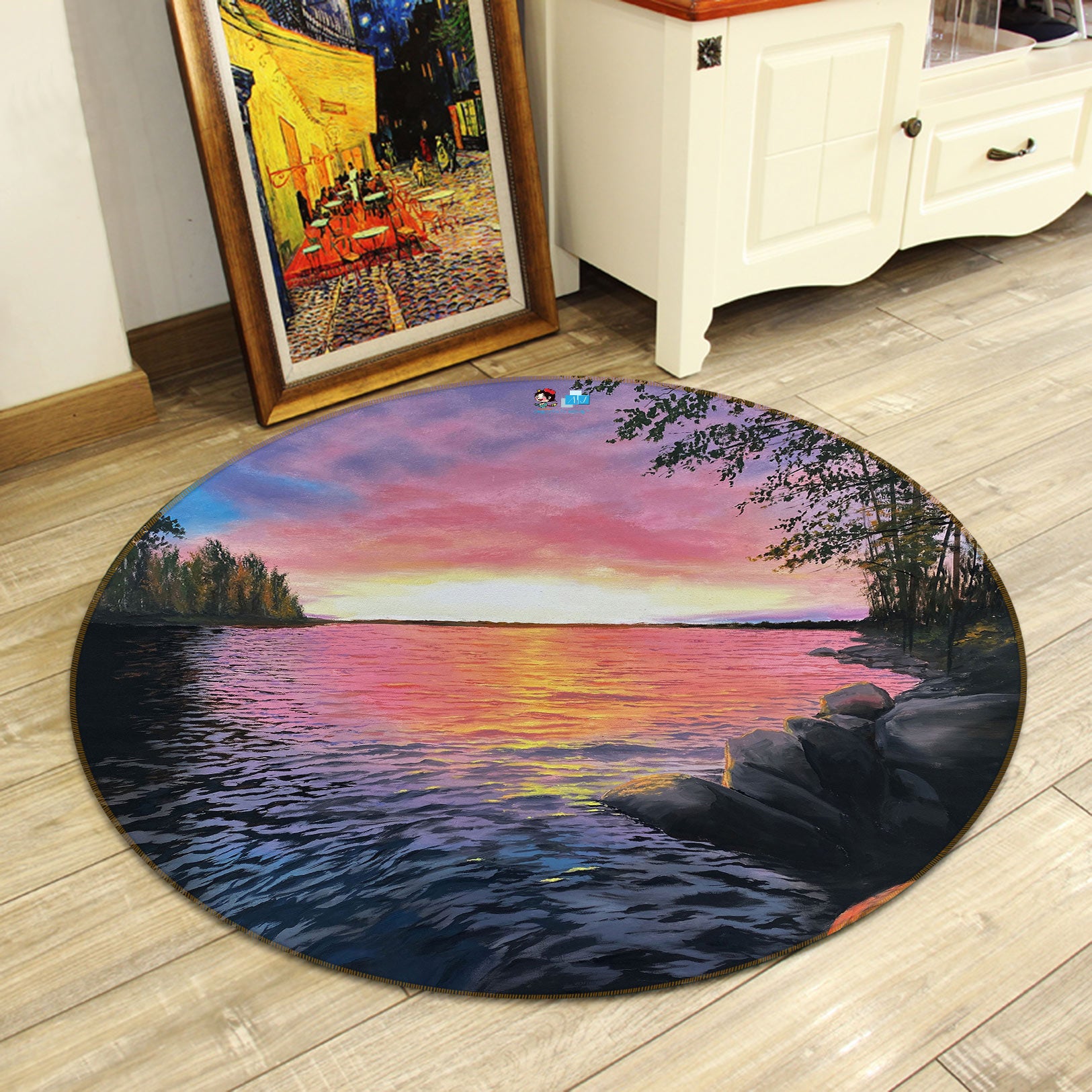 3D Sunset Lake 9728 Marina Zotova Rug Round Non Slip Rug Mat